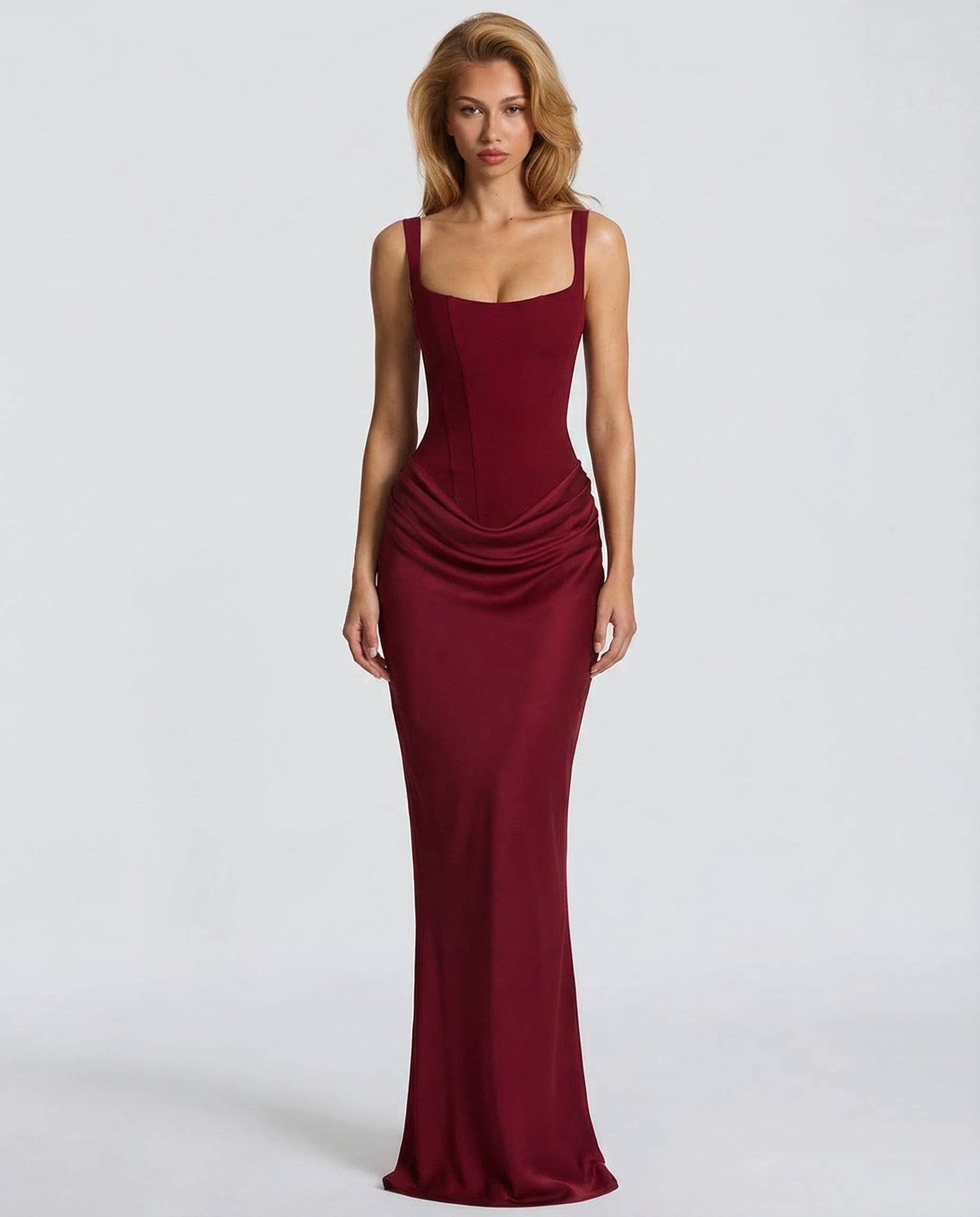 Eva Hourglass Maxi-Kleid Hellgelb | FormaLuxe