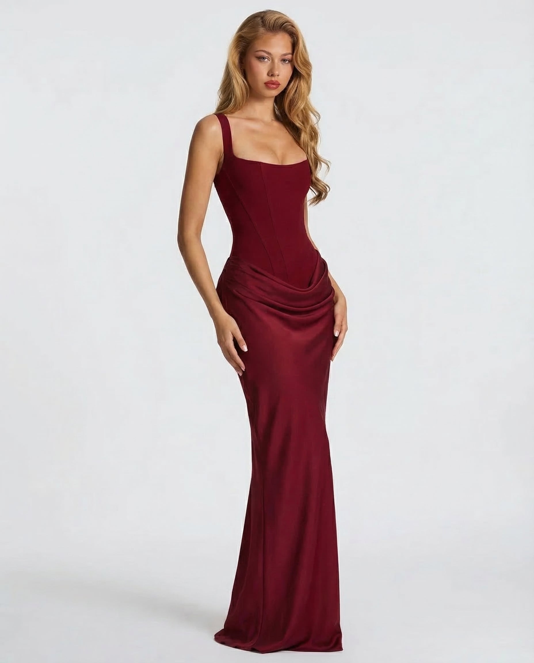 Eva Hourglass Maxi-Kleid Hellgelb | FormaLuxe