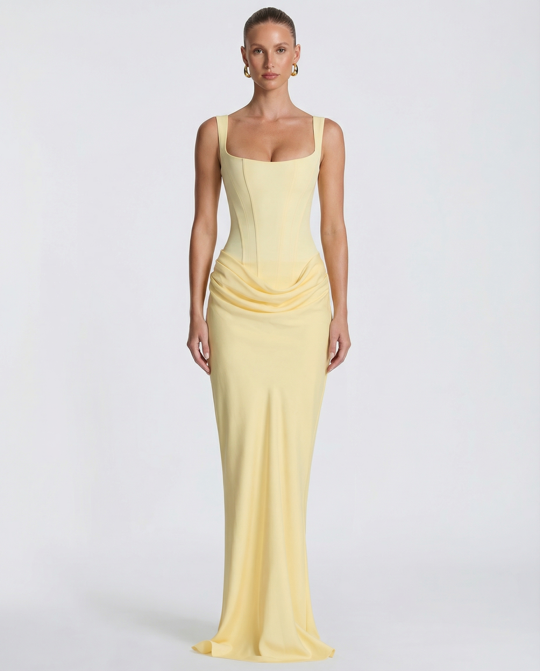 Eva Hourglass Maxi-Kleid Hellgelb | FormaLuxe