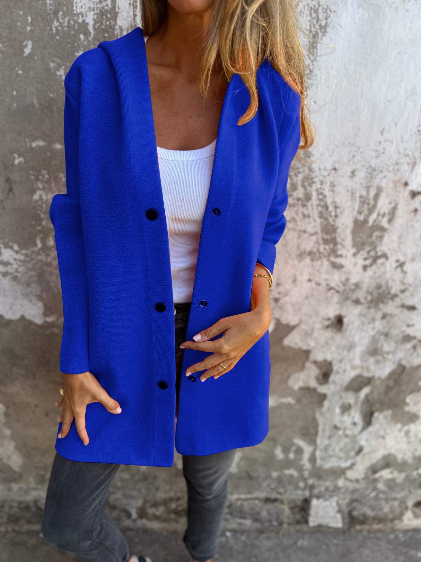 Jacqueline | Lässige Hoodie-Jacke mit Knöpfen Grau | FormaLuxe