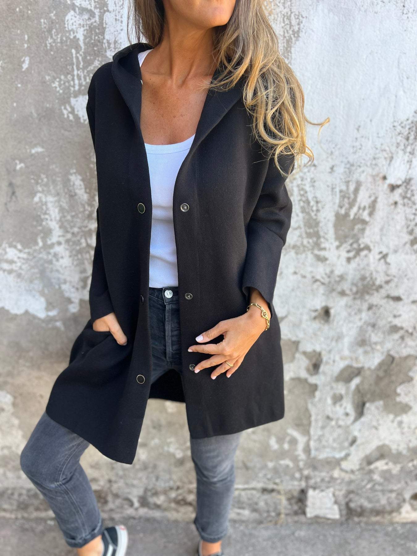 Jacqueline | Lässige Hoodie-Jacke mit Knöpfen Grau | FormaLuxe