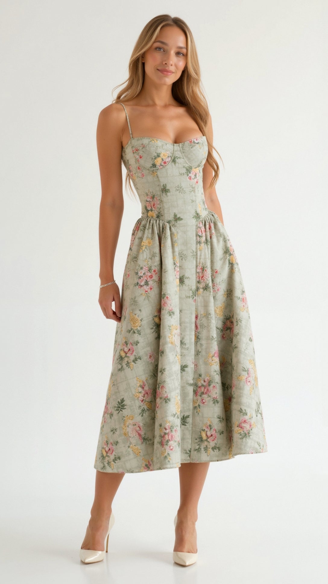 Odette | Corset Midi Dress Green – Midi Dresses | FormaLuxe