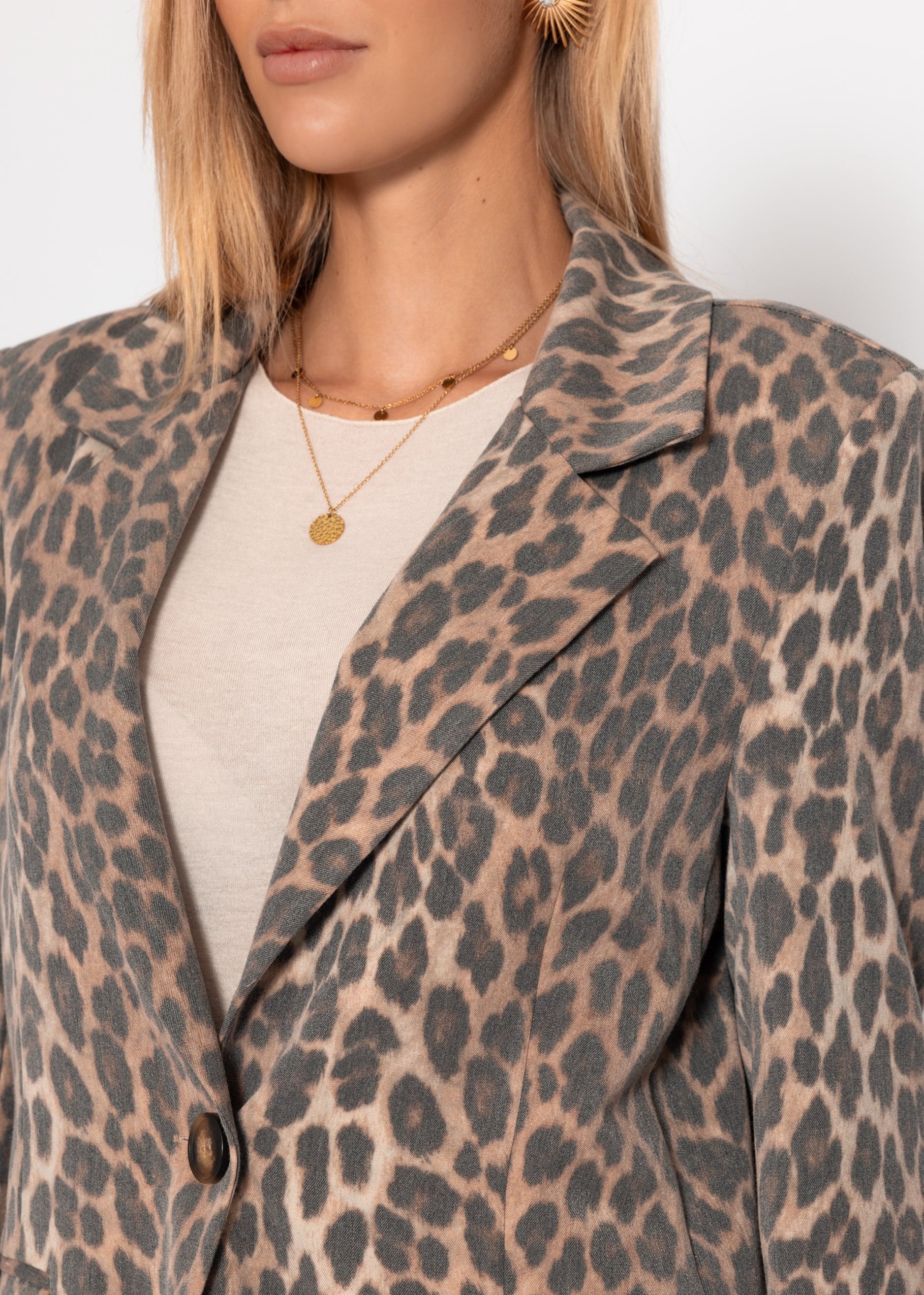 Blazer mit Leo-Print - braun – Bekleidung > Jacken > Blazer | FormaLuxe