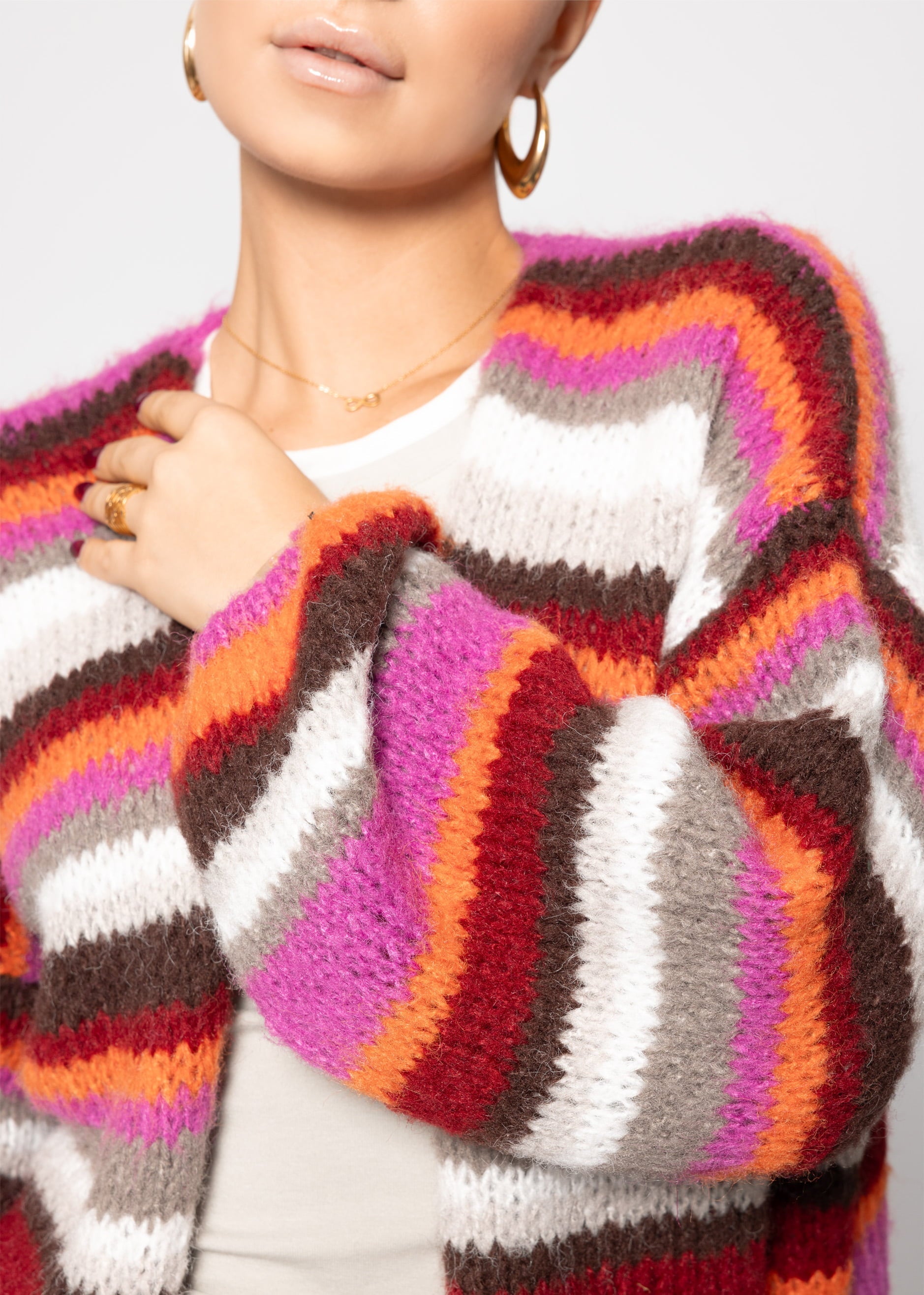 Gestreifter, mehrfarbiger Cardigan - orange – Bekleidung > Cardigans | FormaLuxe