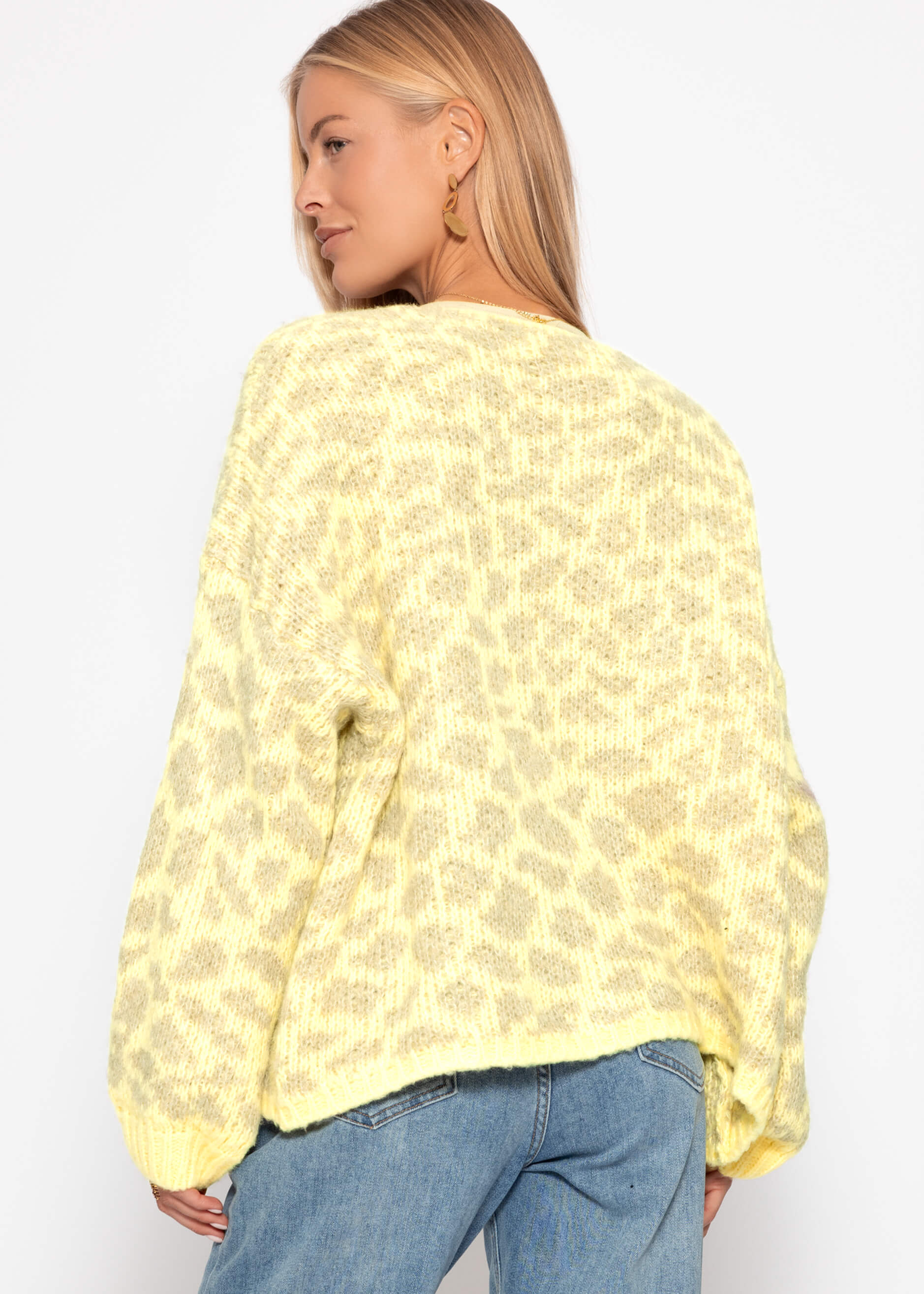 Kurzer Cardigan mit Leo-Print - gelb-beige – Bekleidung > Cardigans | FormaLuxe