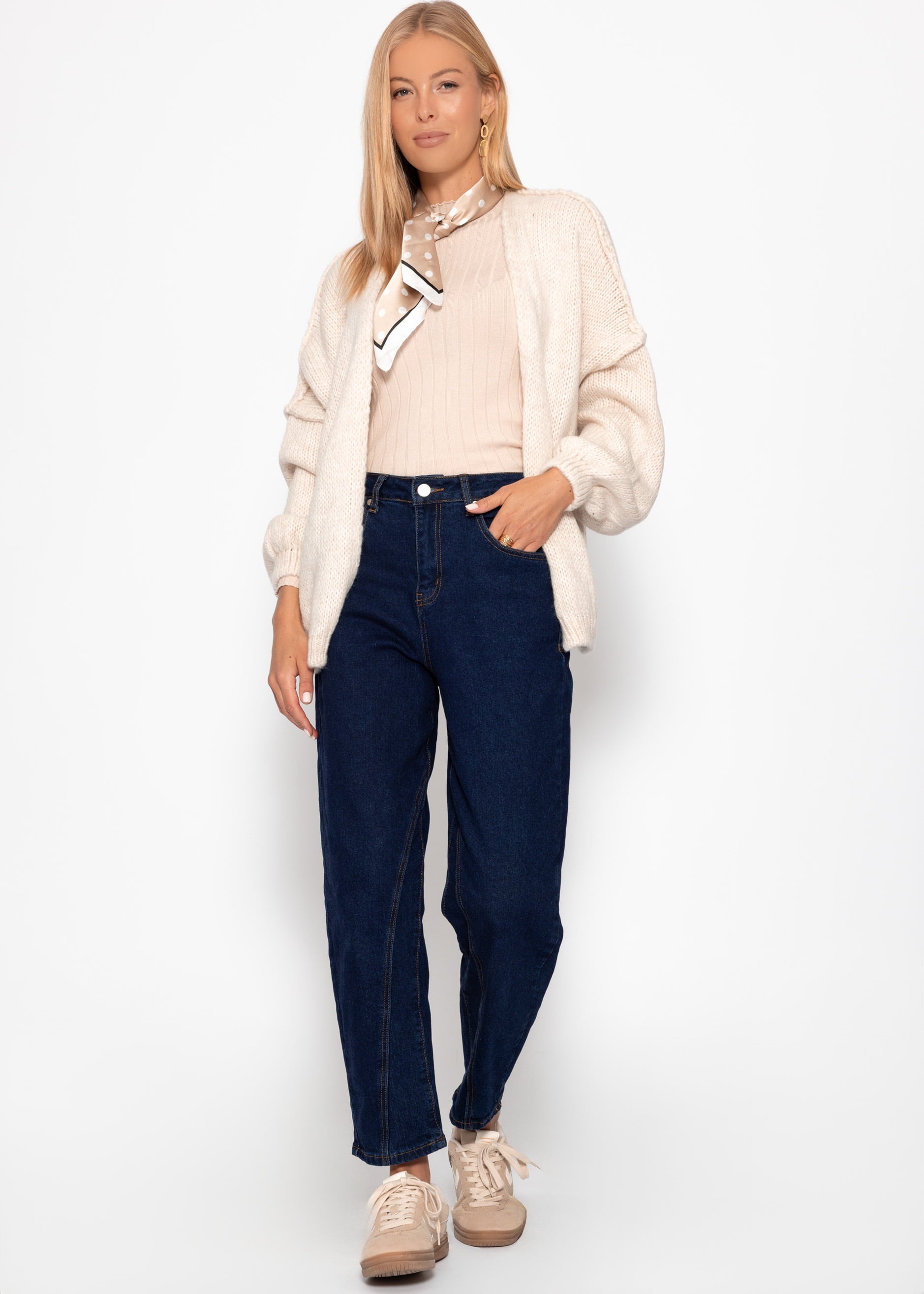 Lässiger Cardigan mit Außennähten - beige – Bekleidung > Cardigans | FormaLuxe