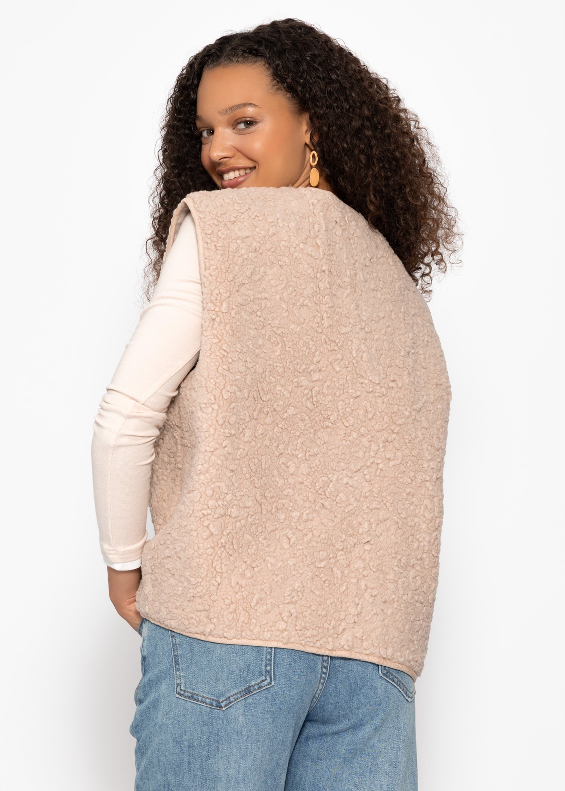 Teddyweste mit Taschen - beige – Bekleidung > Jacken > Weste | FormaLuxe