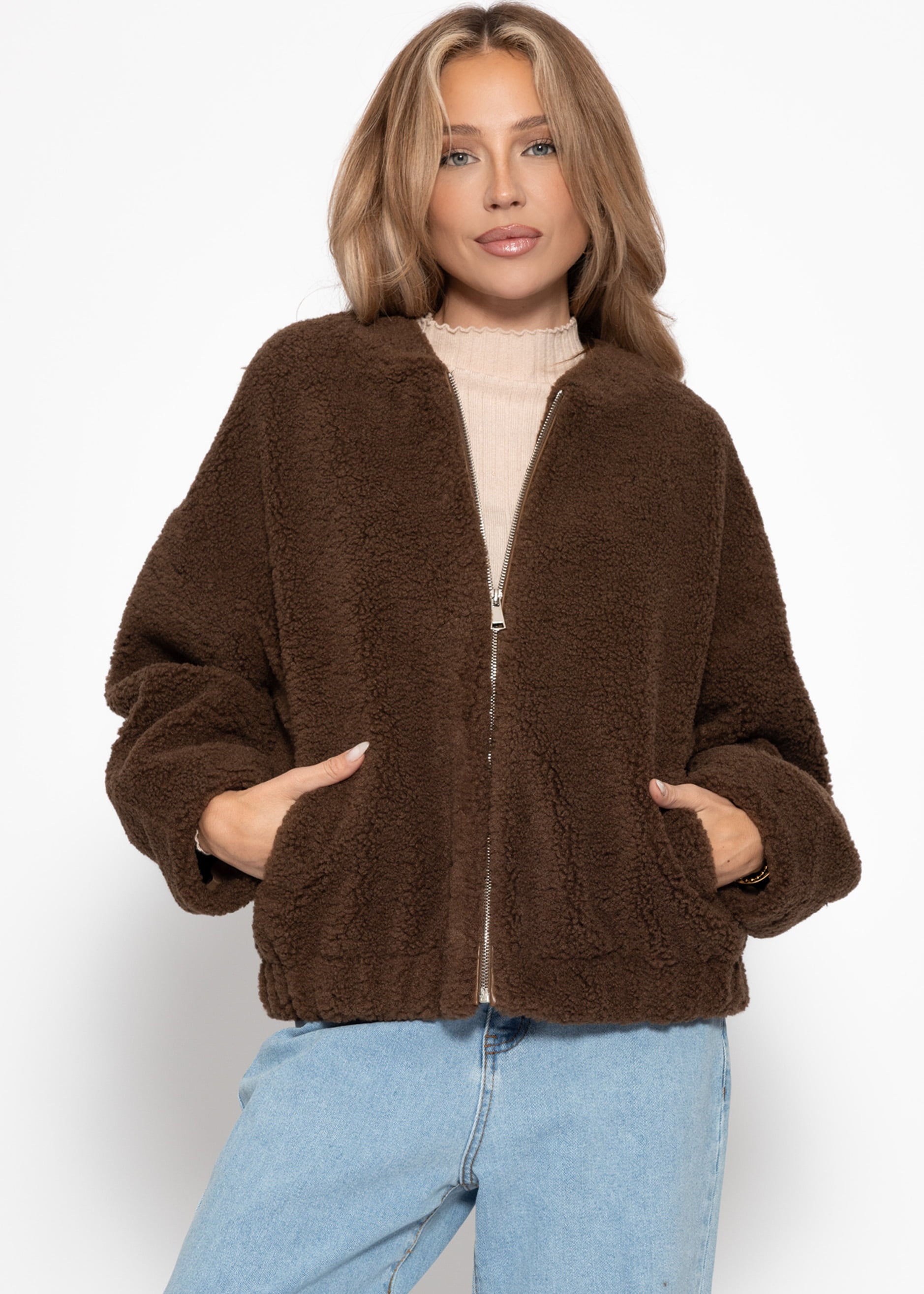 Bomberjacke aus Teddyfell - braun – Bekleidung > Jacken | FormaLuxe