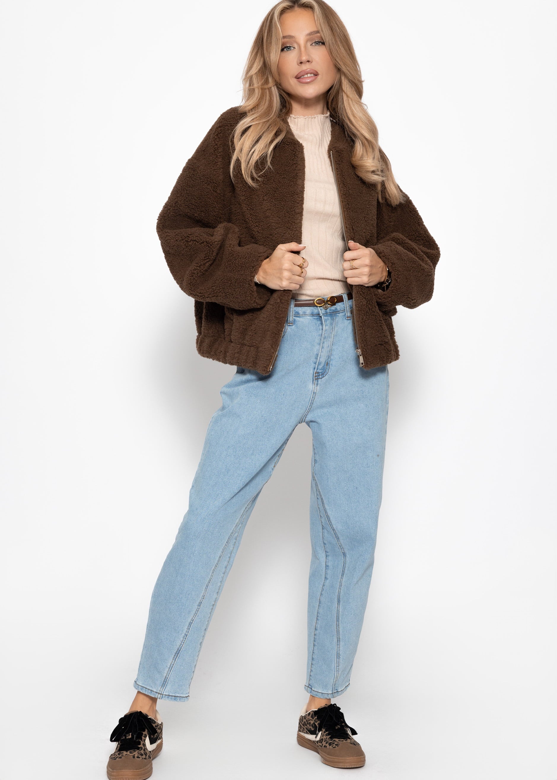 Bomberjacke aus Teddyfell - braun – Bekleidung > Jacken | FormaLuxe