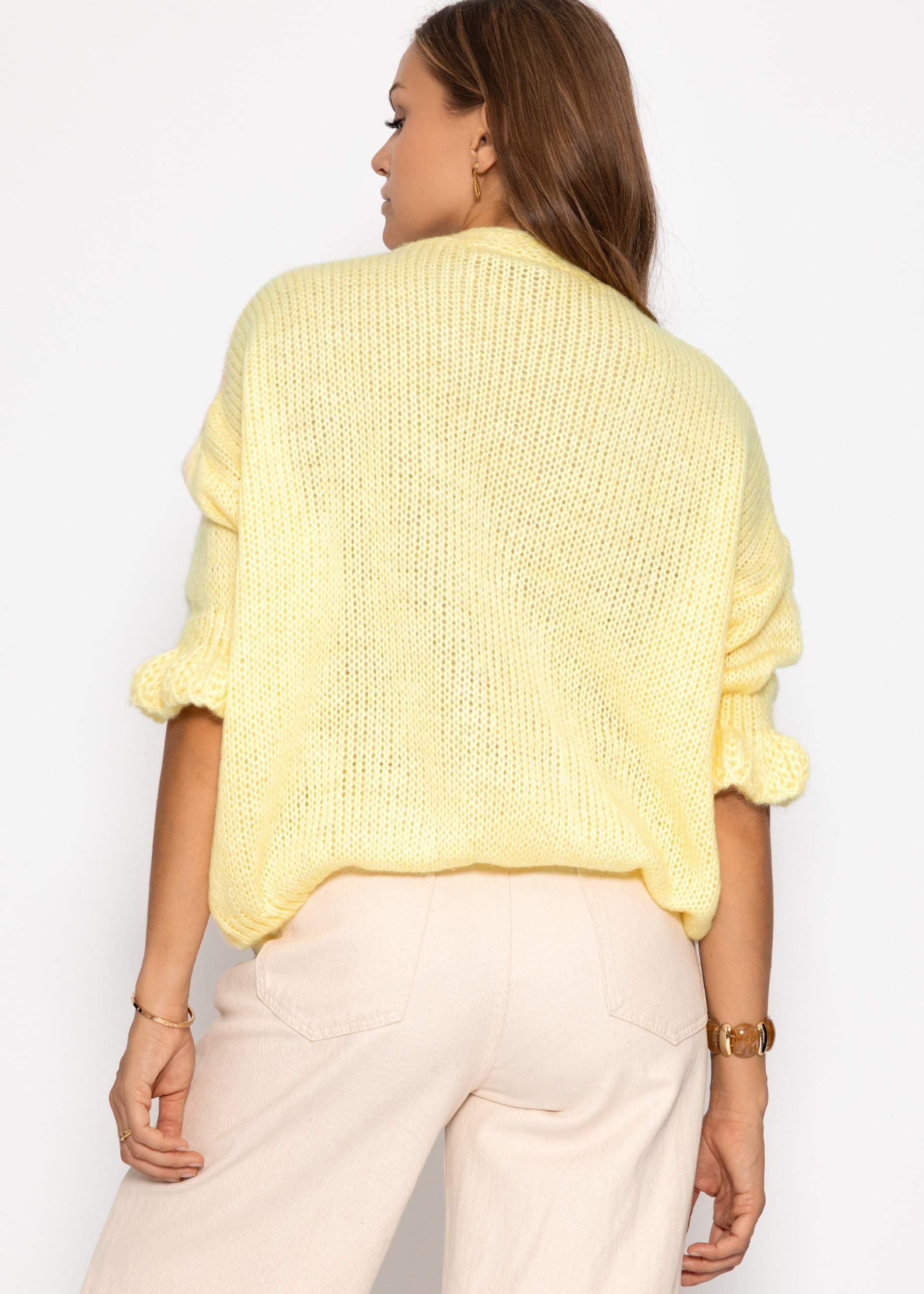 Cardigan mit 3/4-Ärmeln - buttergelb – Bekleidung > Cardigans | FormaLuxe