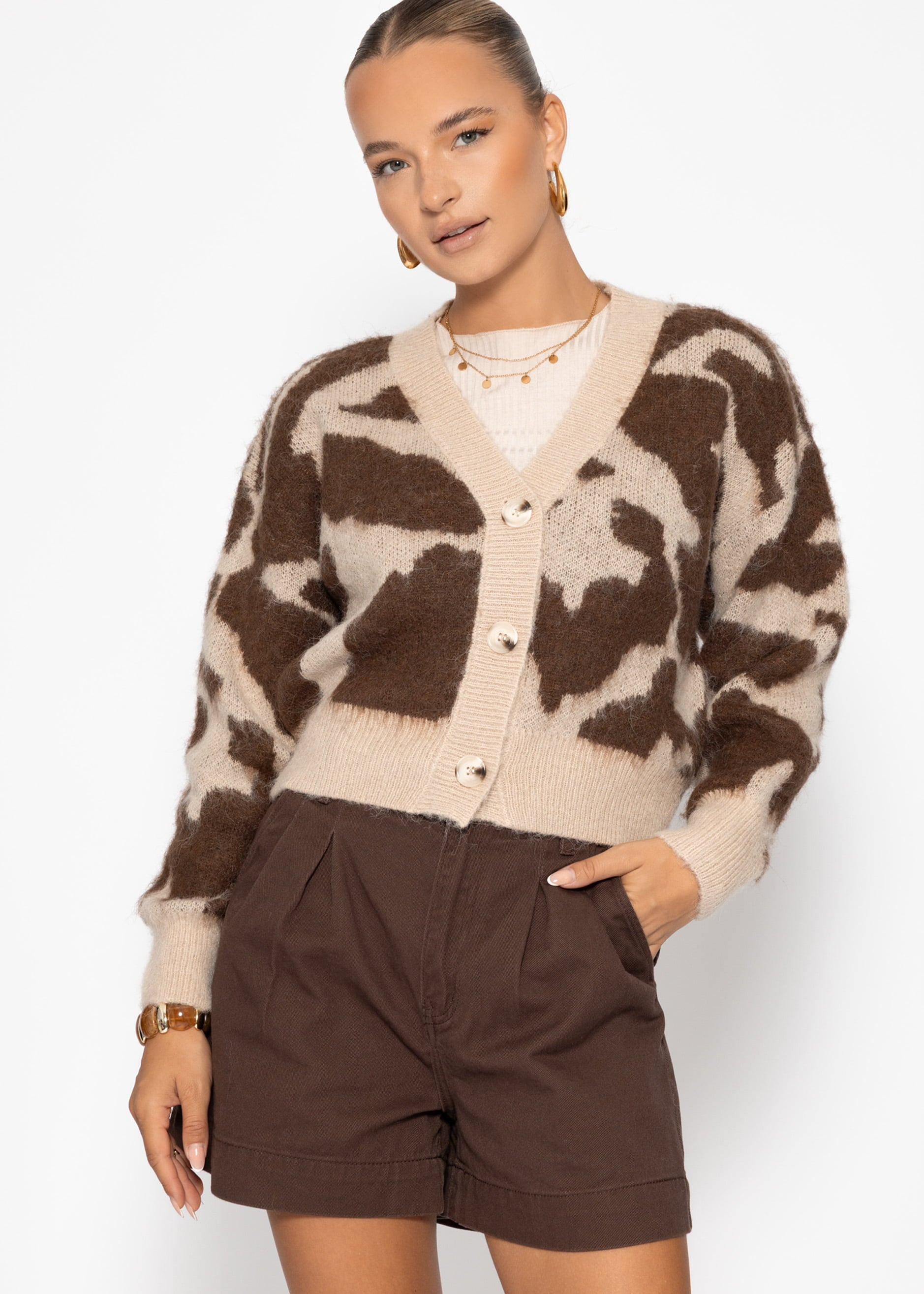 Cardigan mit Animal-Print - braun – Bekleidung > Cardigans | FormaLuxe