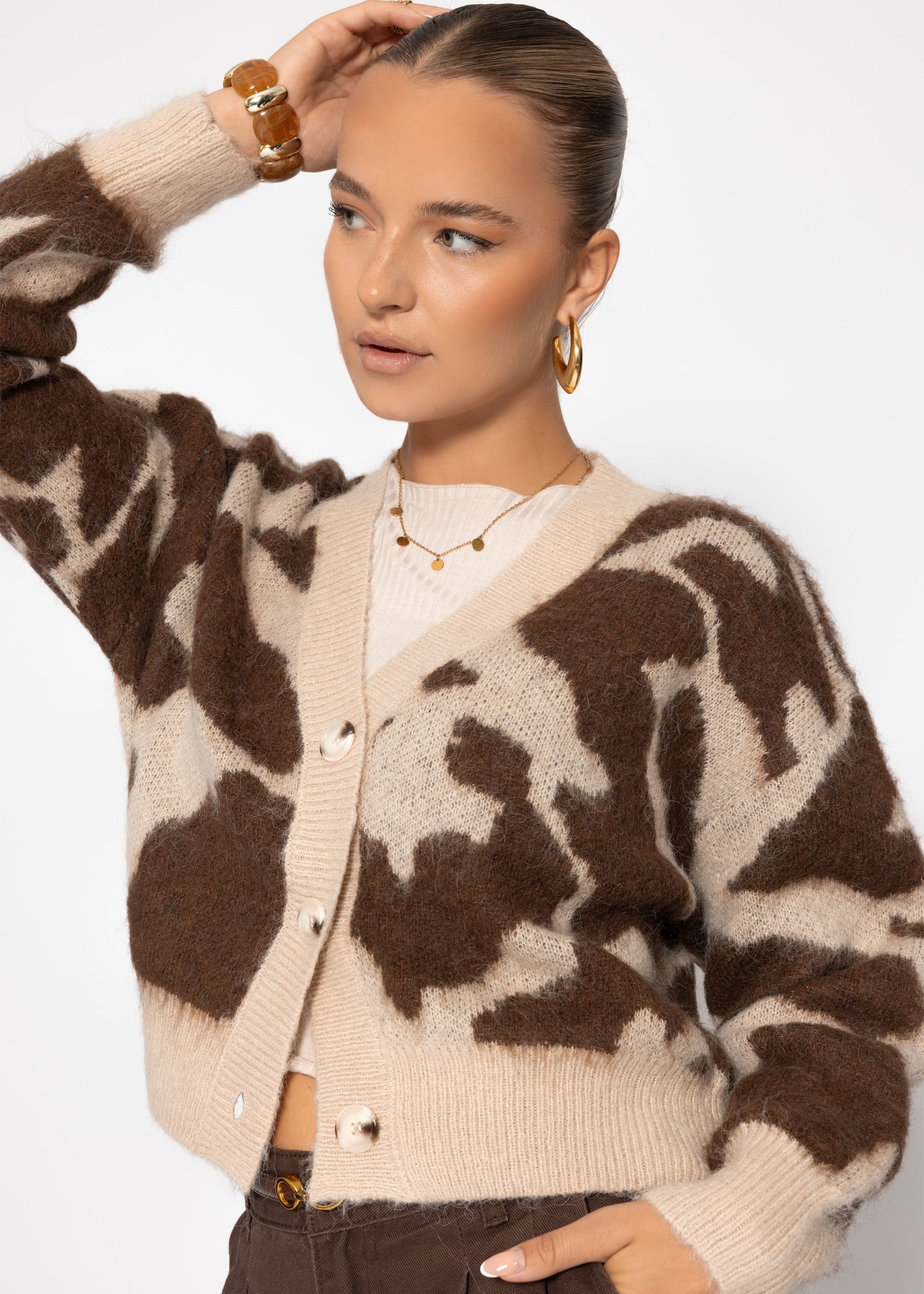 Cardigan mit Animal-Print - braun – Bekleidung > Cardigans | FormaLuxe