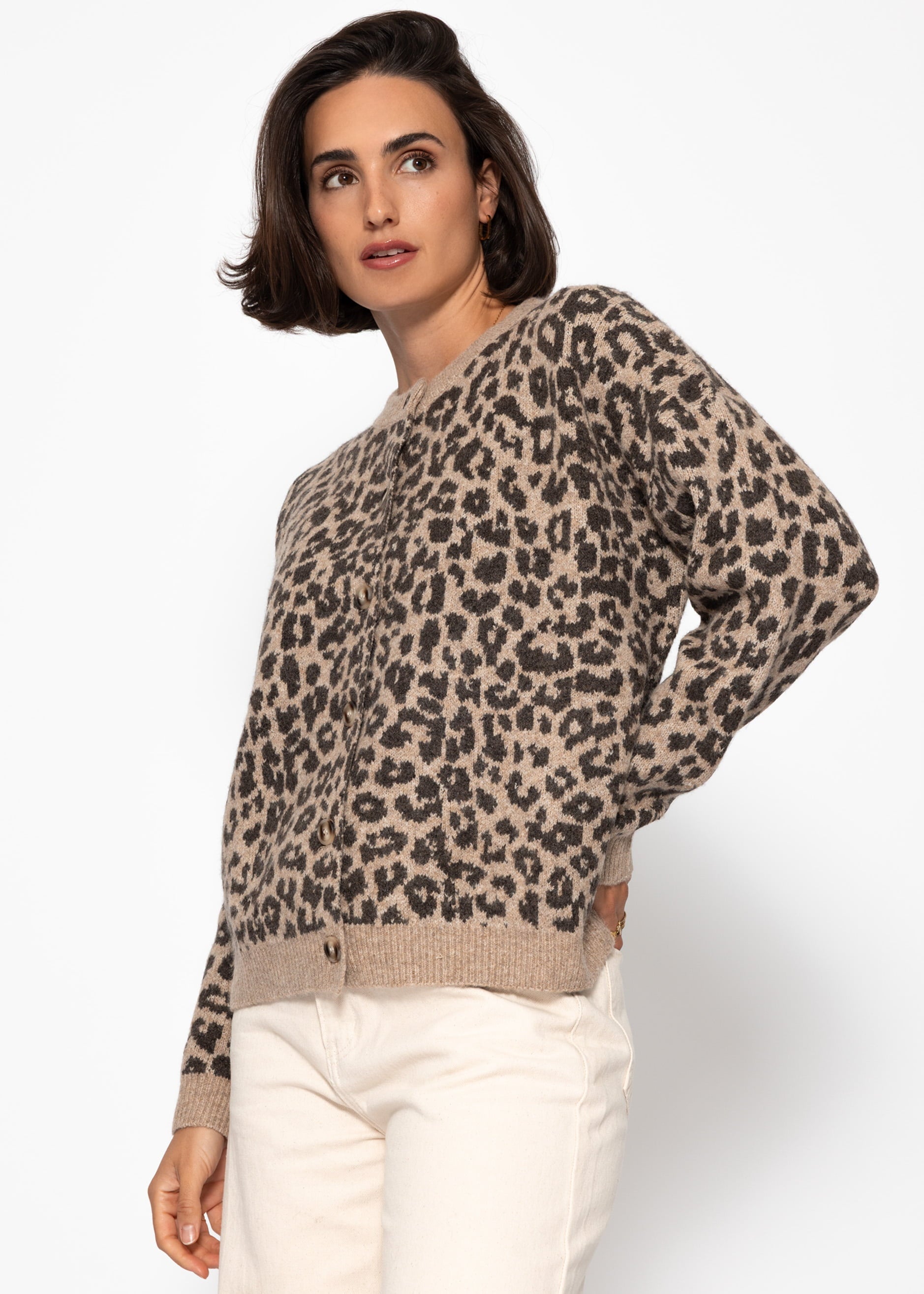 Cardigan mit Leo-Muster - braun – Bekleidung > Cardigans | FormaLuxe