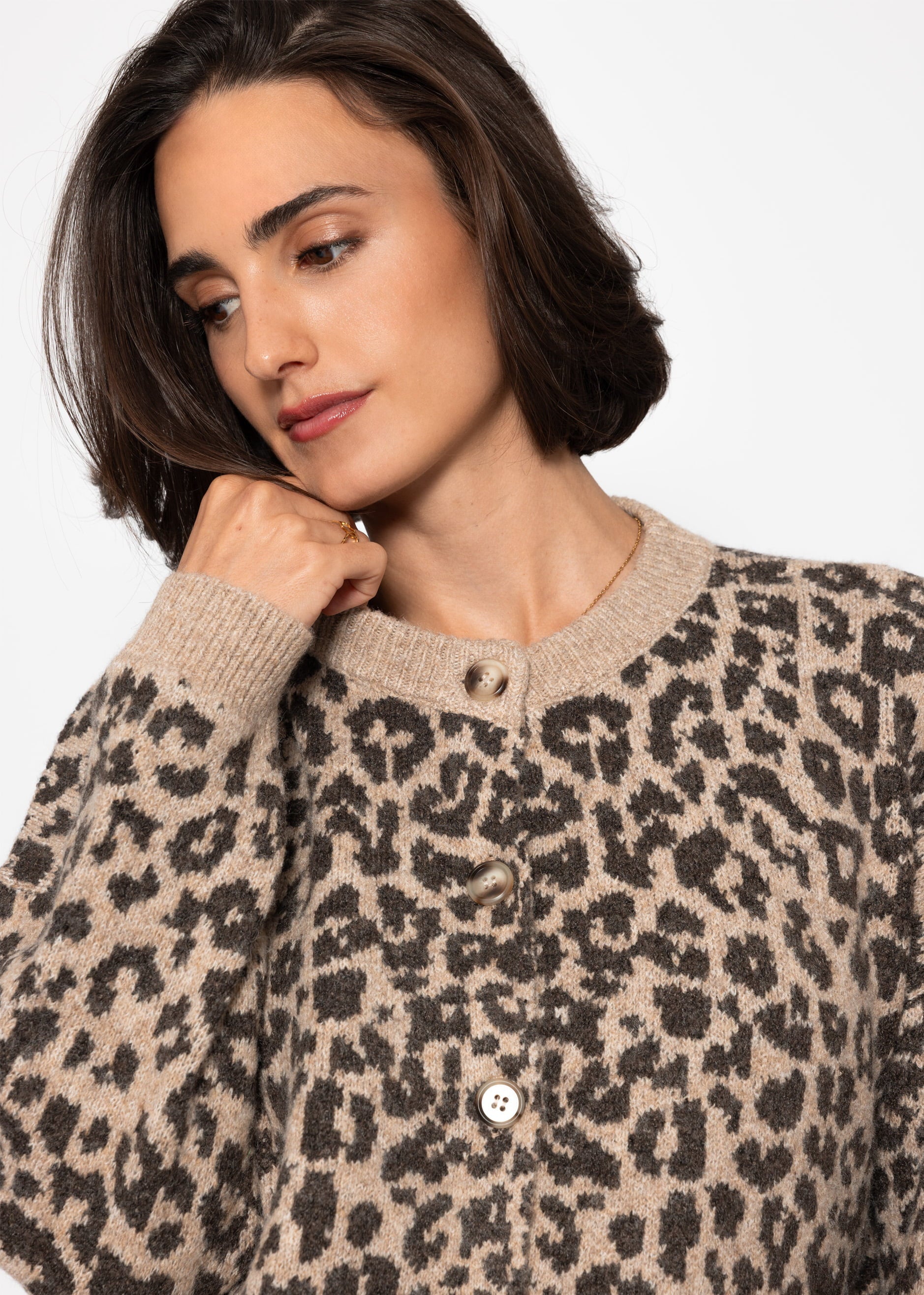 Cardigan mit Leo-Muster - braun – Bekleidung > Cardigans | FormaLuxe