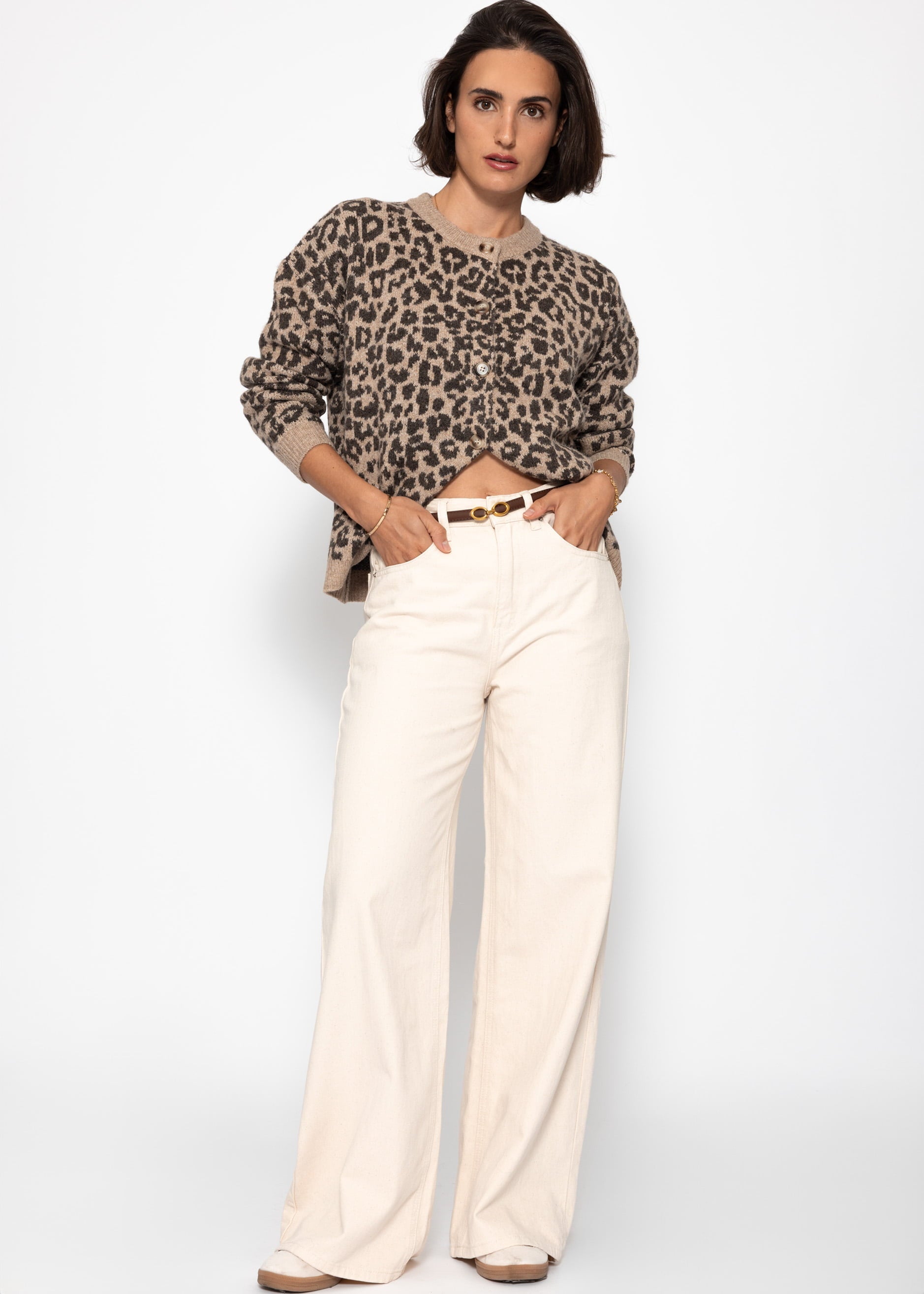 Cardigan mit Leo-Muster - braun – Bekleidung > Cardigans | FormaLuxe