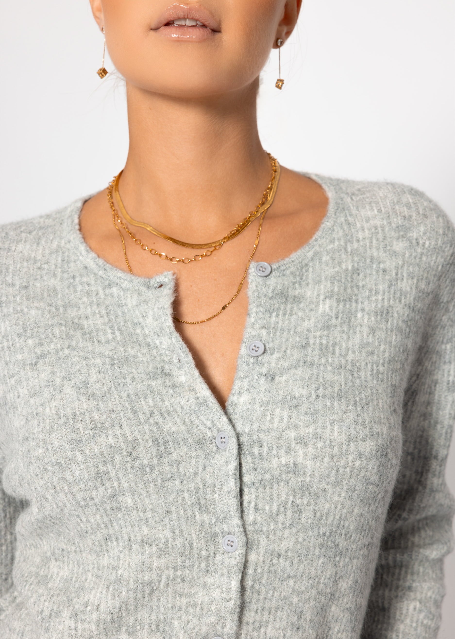 Cardigan mit Rippstruktur - hellgrau – Bekleidung > Cardigans | FormaLuxe