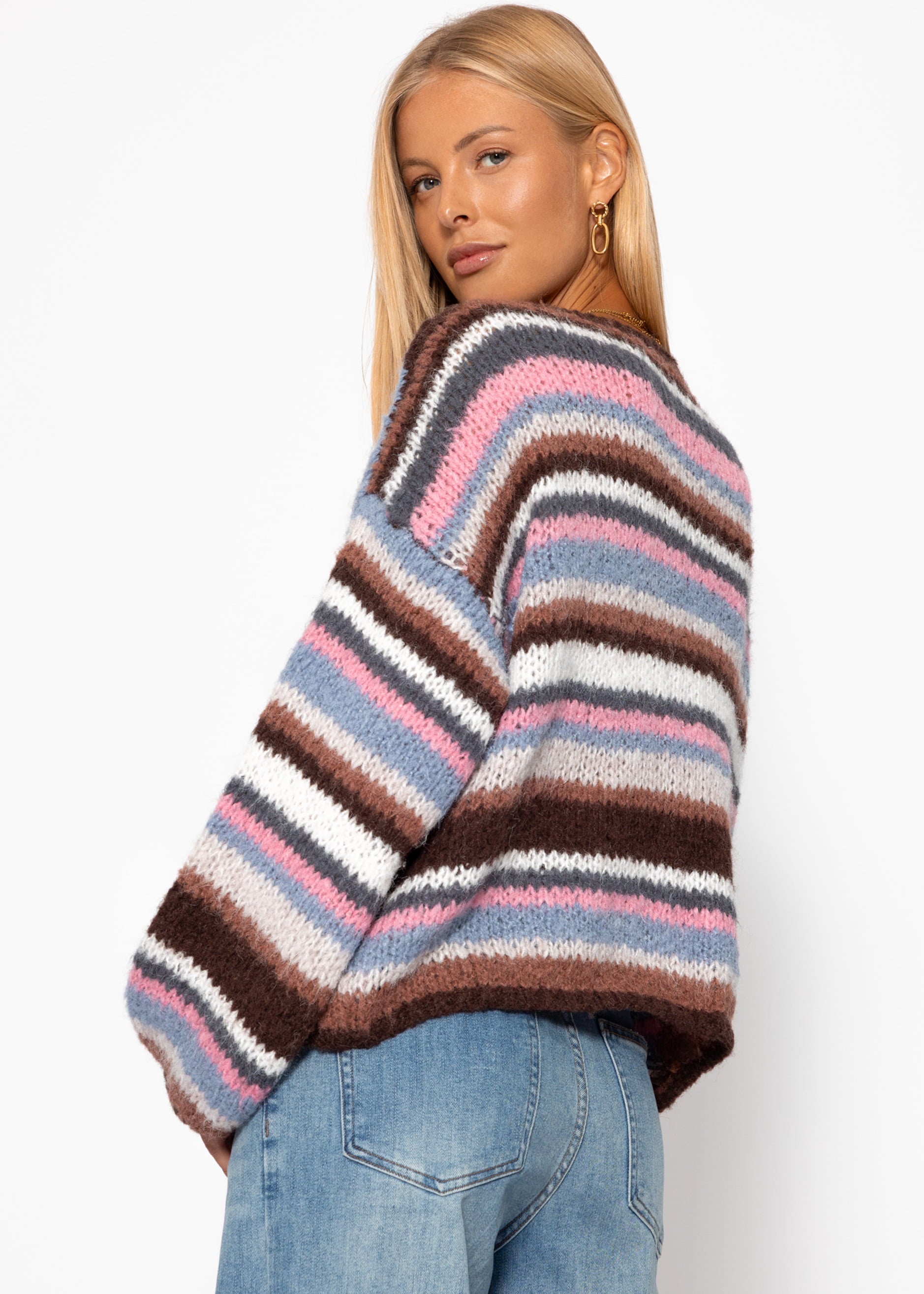 Gestreifter, mehrfarbiger Cardigan - braun – Bekleidung > Cardigans | FormaLuxe