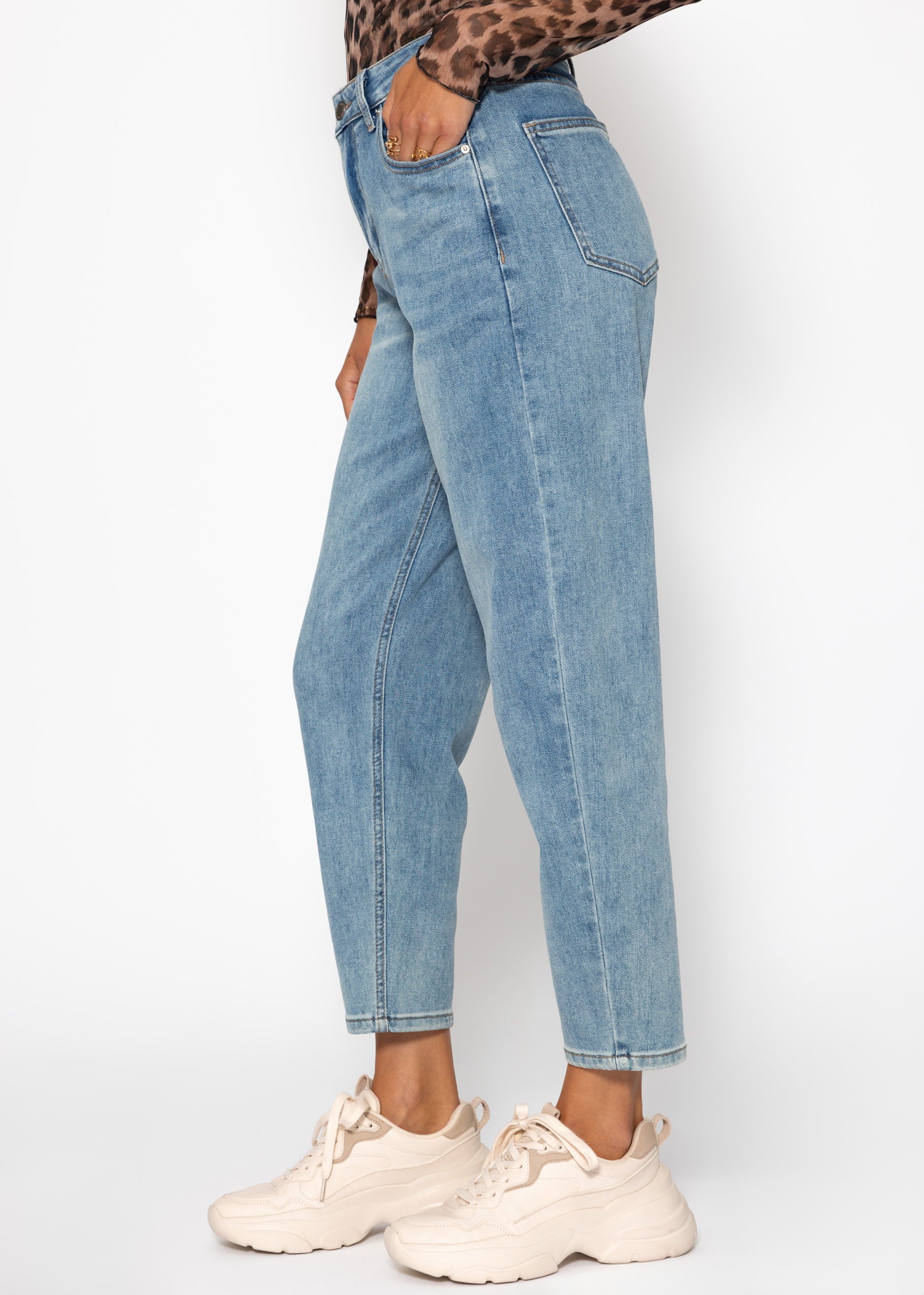 High Waist Karotten-Jeans - blau – Bekleidung > Jeans | FormaLuxe