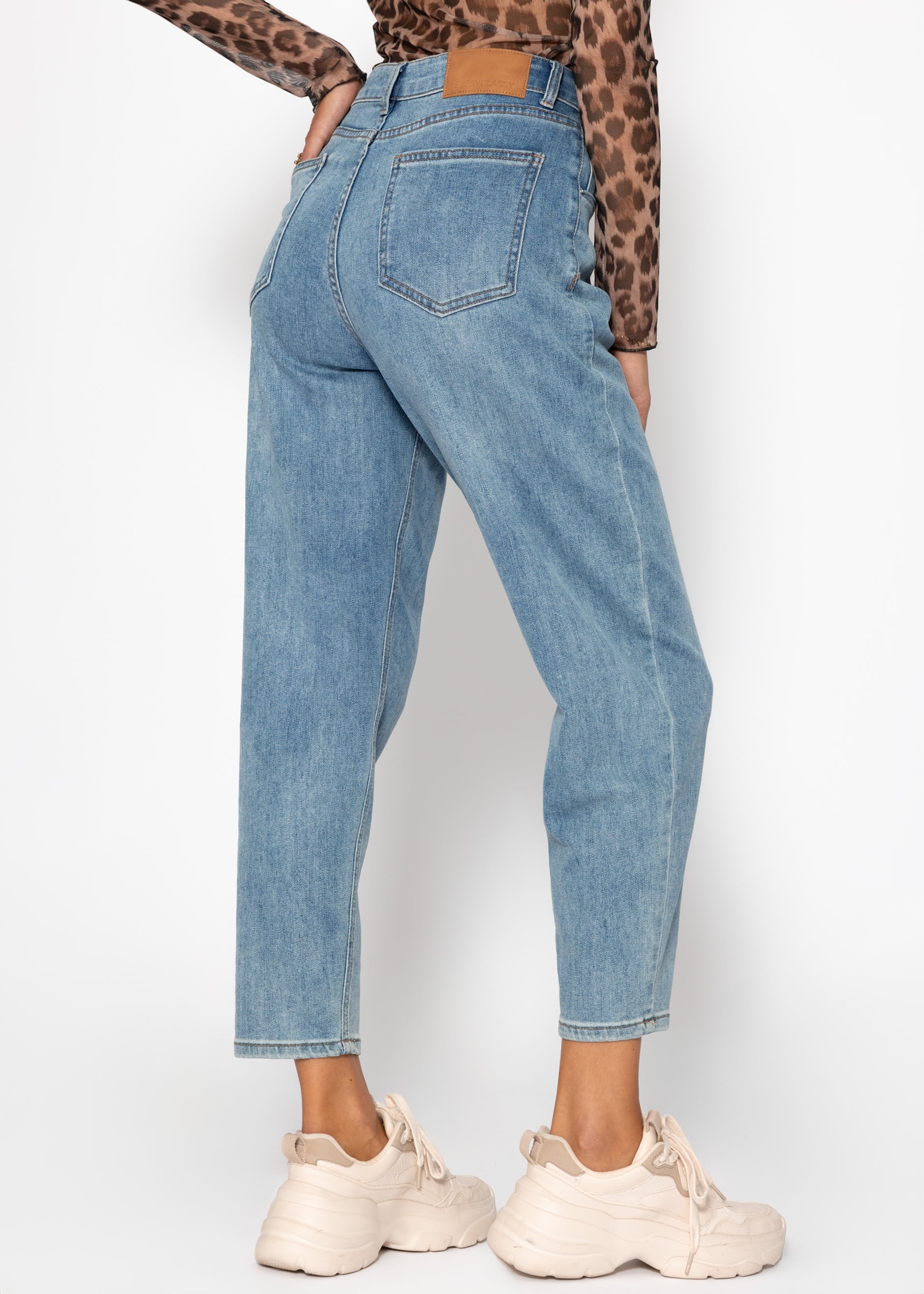 High Waist Karotten-Jeans - blau – Bekleidung > Jeans | FormaLuxe