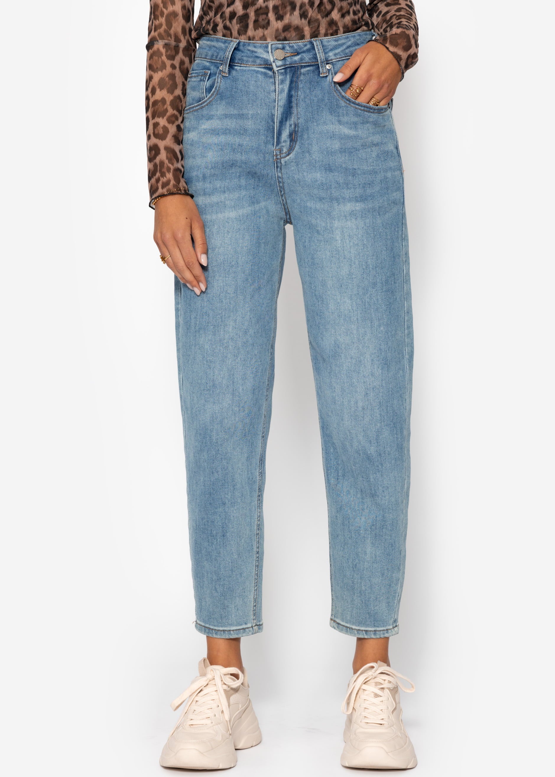 High Waist Karotten-Jeans - blau – Bekleidung > Jeans | FormaLuxe