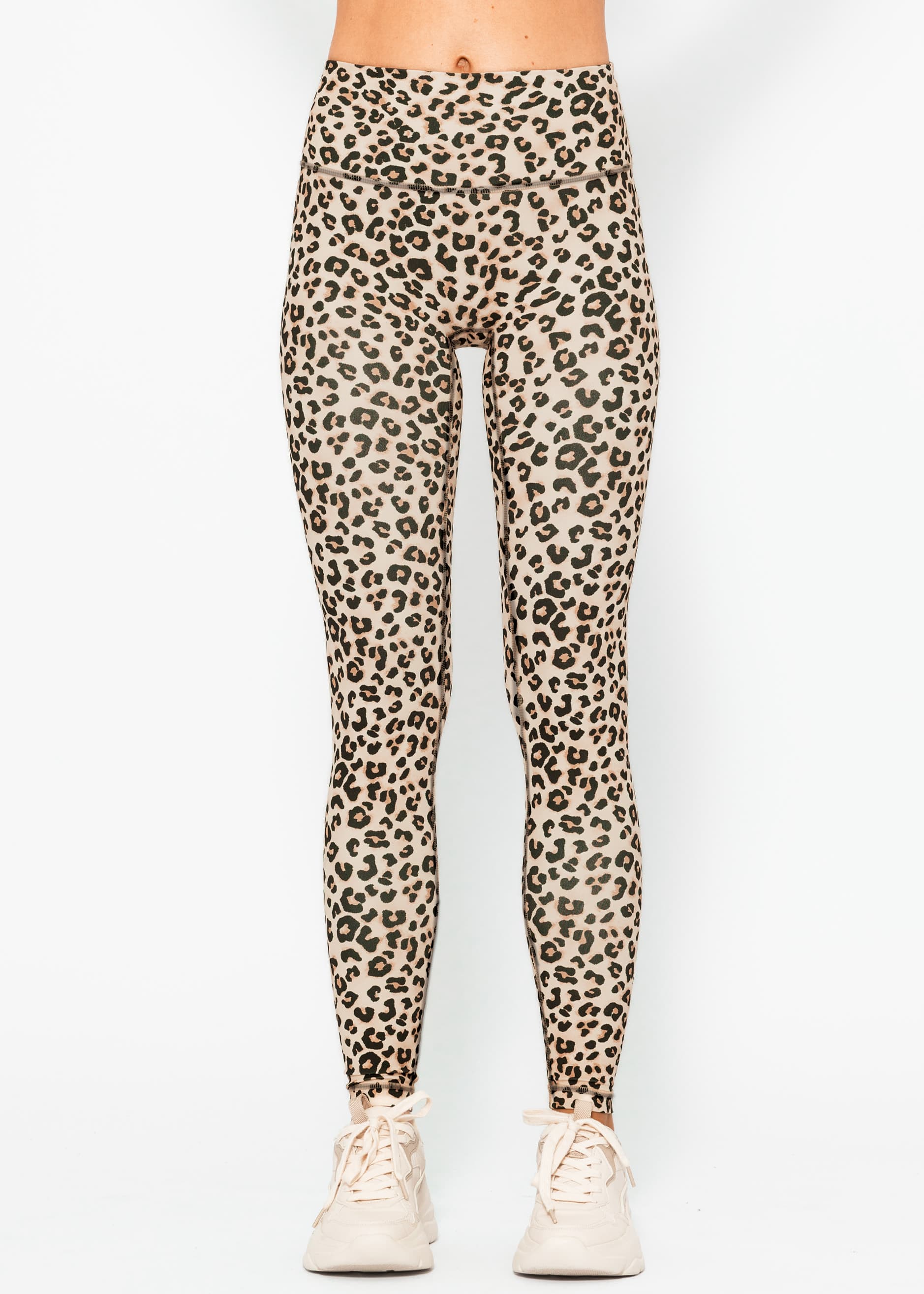 High Waist Sportleggings mit Leo-Print - beige – Bekleidung > Sportbekleidung > Sport-Leggings | FormaLuxe