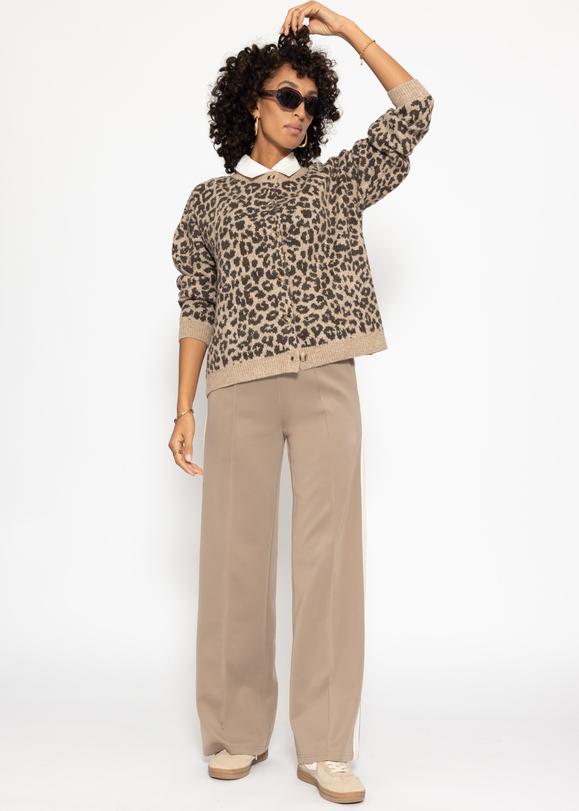 Casual Hose mit weißen Seitenstreifen - taupe – Bekleidung > Hosen | FormaLuxe