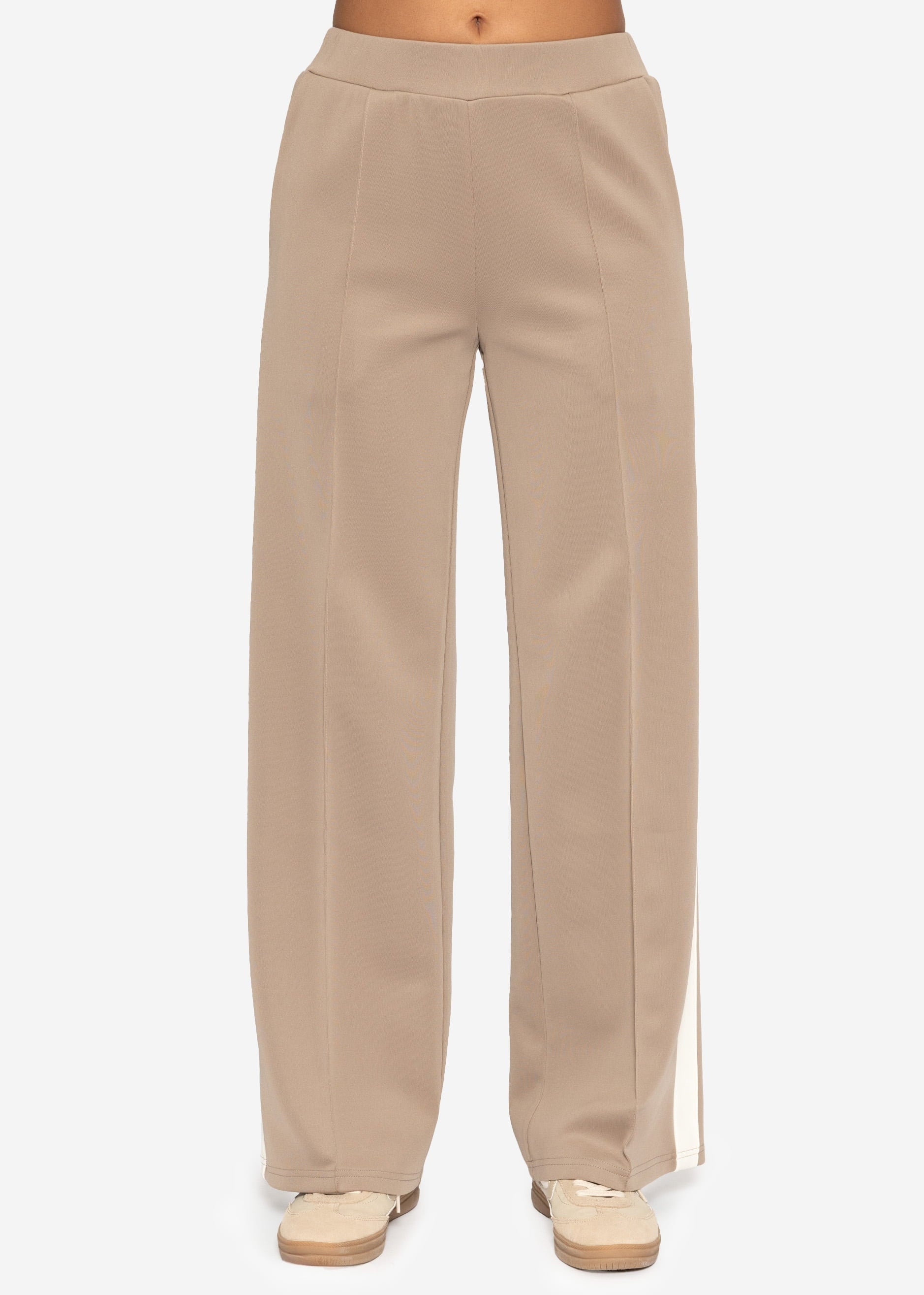 Casual Hose mit weißen Seitenstreifen - taupe – Bekleidung > Hosen | FormaLuxe