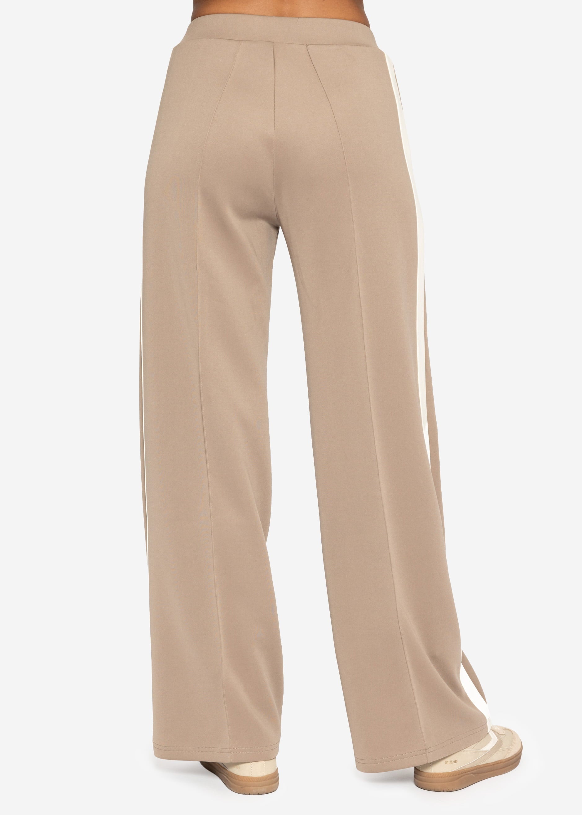 Casual Hose mit weißen Seitenstreifen - taupe – Bekleidung > Hosen | FormaLuxe