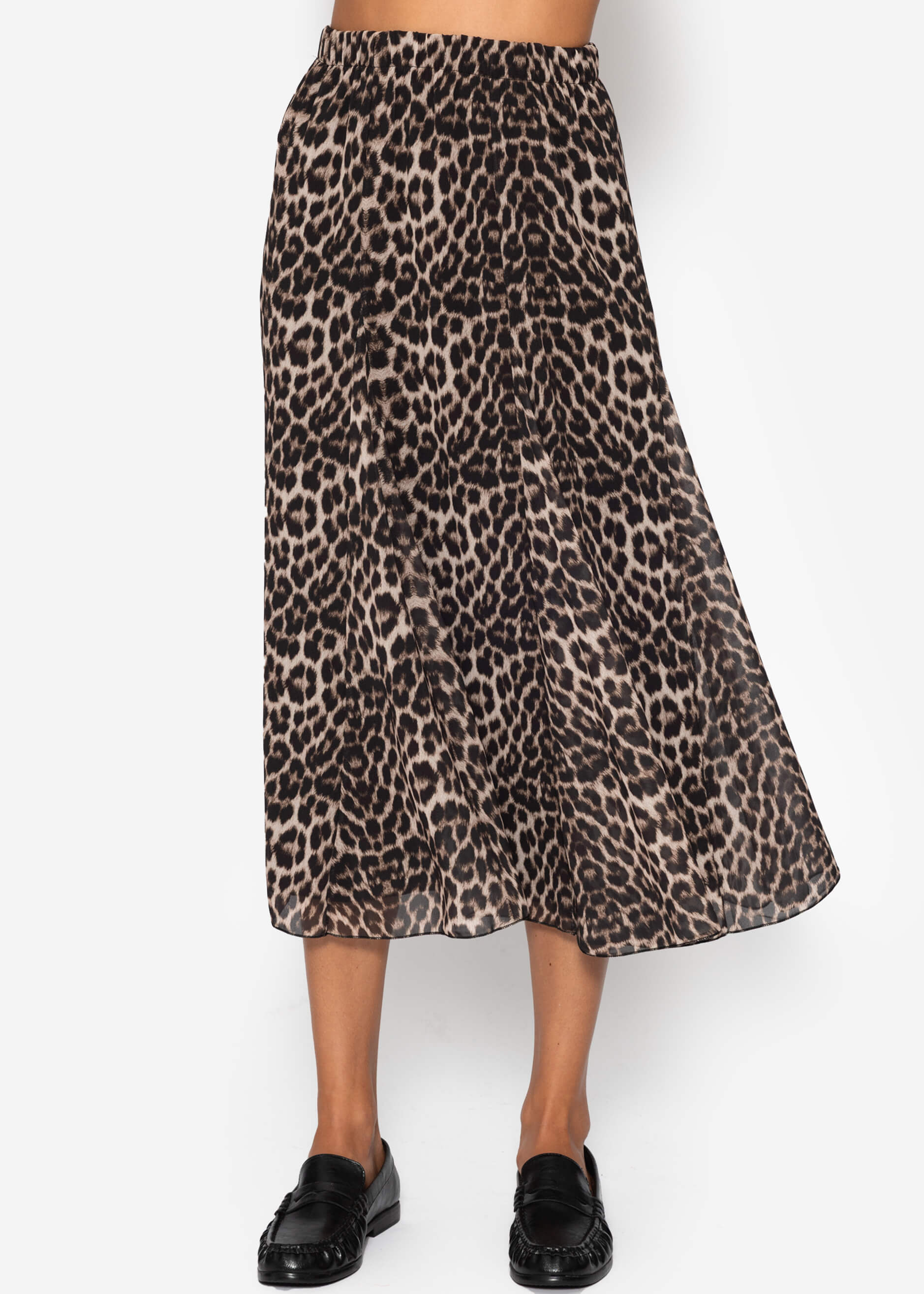 Langer Chiffon Rock mit Leo-Print - beige – Bekleidung > Röcke | FormaLuxe