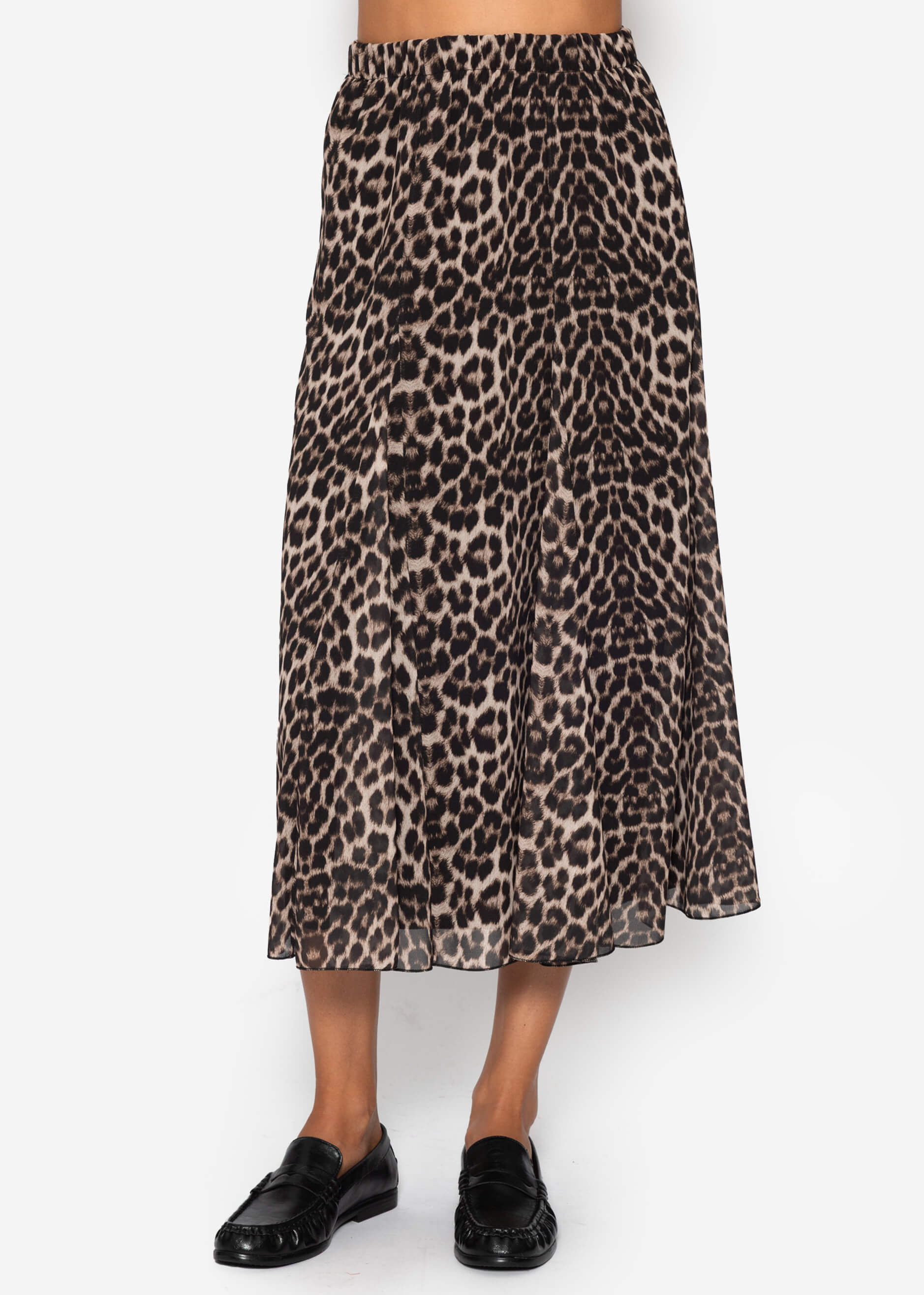 Langer Chiffon Rock mit Leo-Print - beige – Bekleidung > Röcke | FormaLuxe