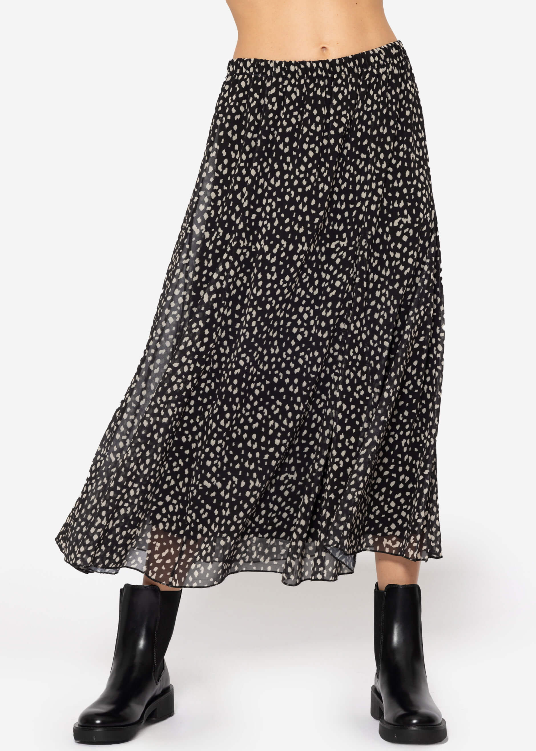 Langer Chiffon Rock mit Print - schwarz – Bekleidung > Röcke | FormaLuxe