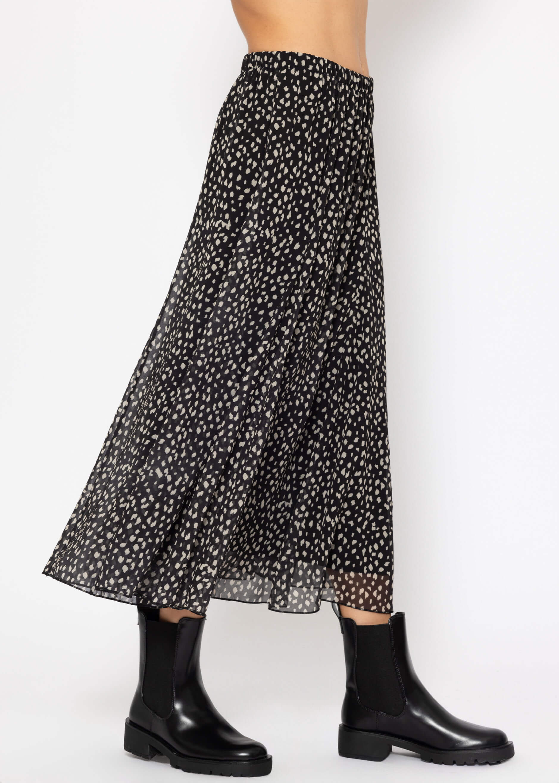 Langer Chiffon Rock mit Print - schwarz – Bekleidung > Röcke | FormaLuxe
