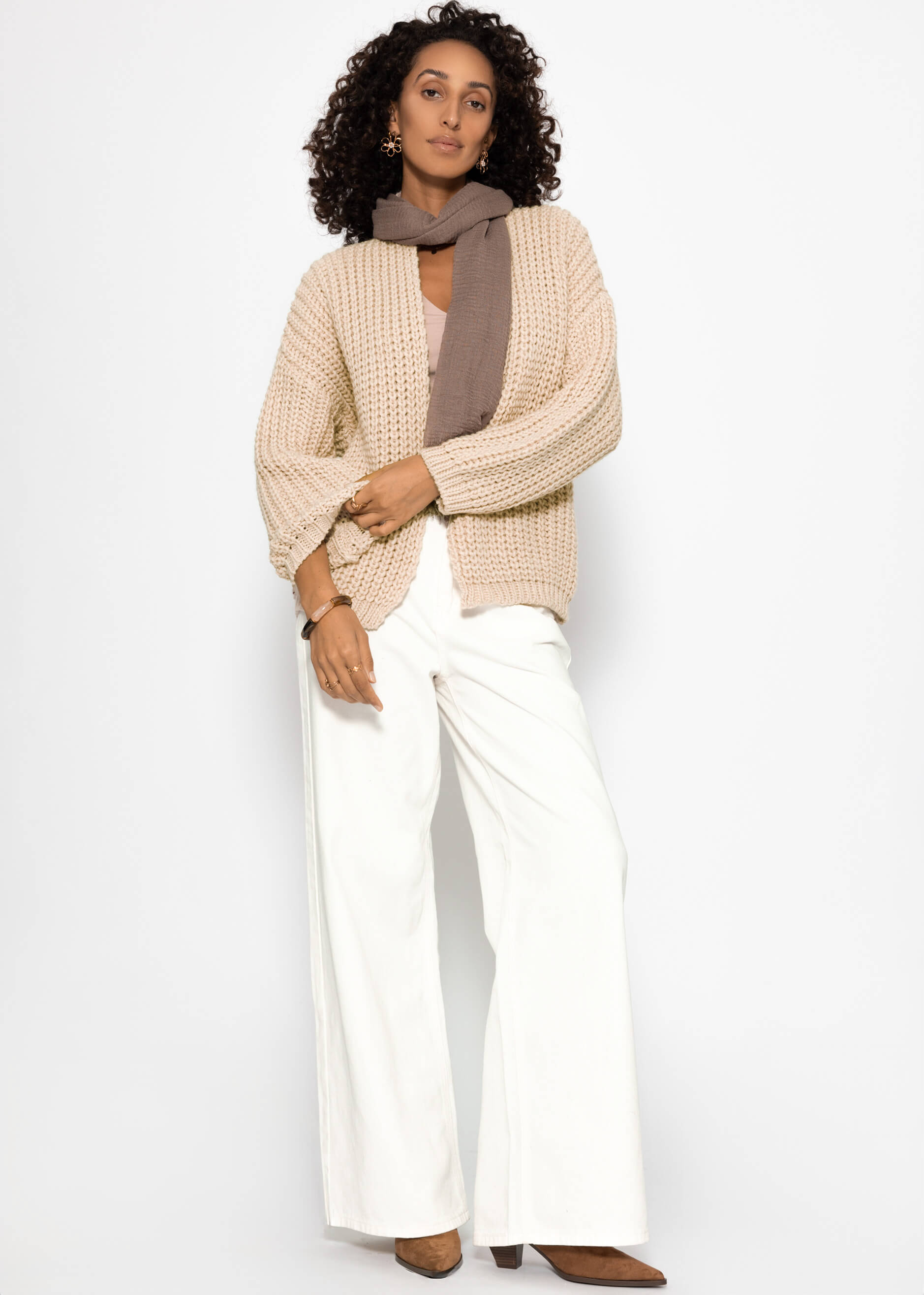 Offener Grobstrick-Cardigan - beige – Bekleidung > Cardigans | FormaLuxe