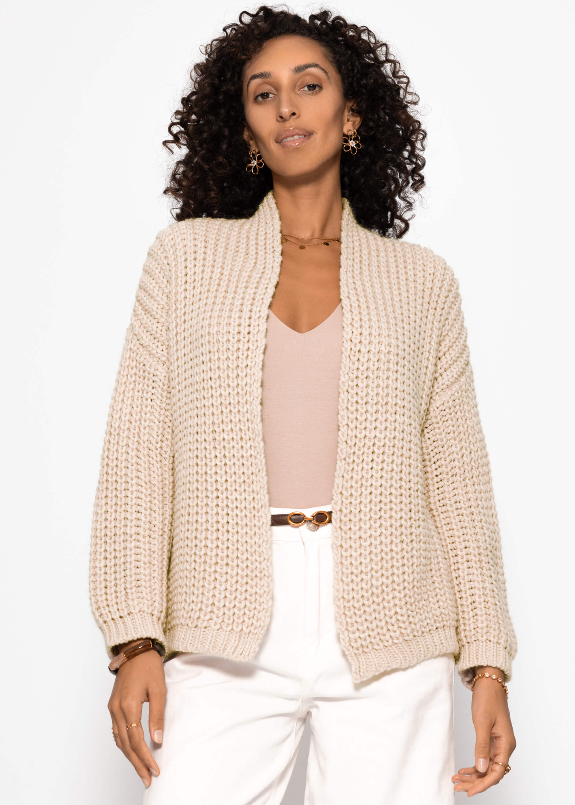 Offener Grobstrick-Cardigan - beige – Bekleidung > Cardigans | FormaLuxe