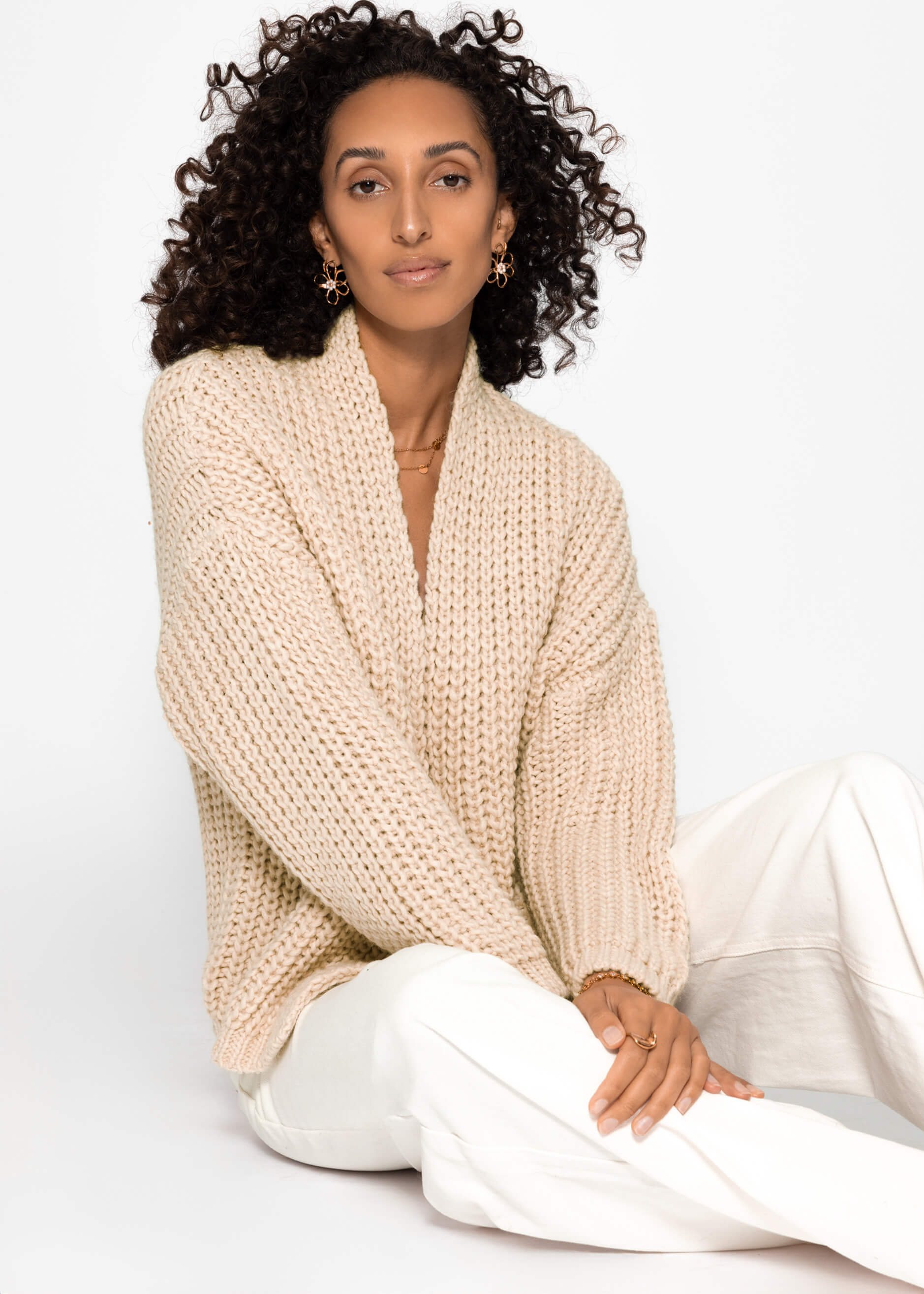 Offener Grobstrick-Cardigan - beige – Bekleidung > Cardigans | FormaLuxe
