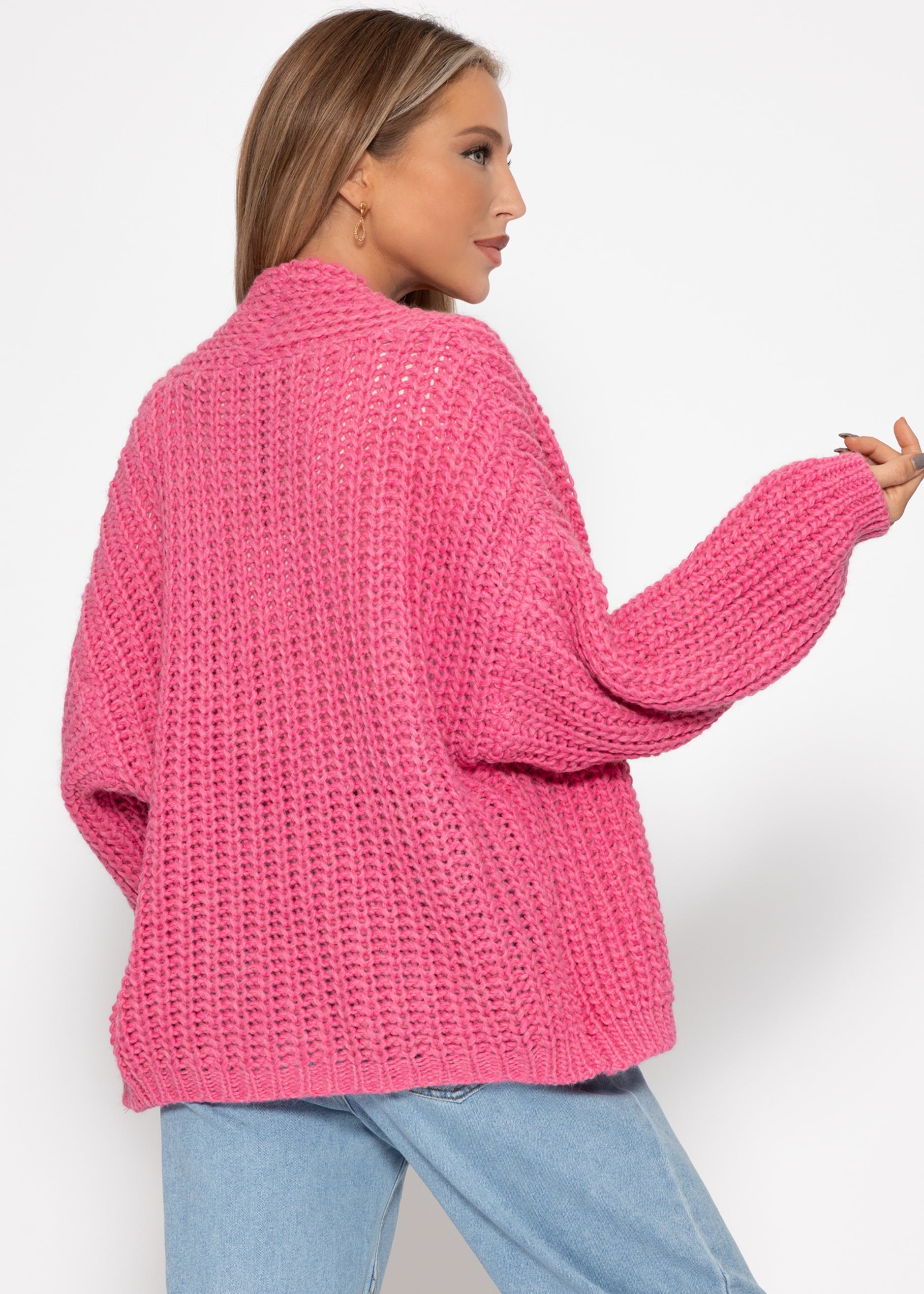 Offener Grobstrick-Cardigan - pink – Bekleidung > Cardigans | FormaLuxe