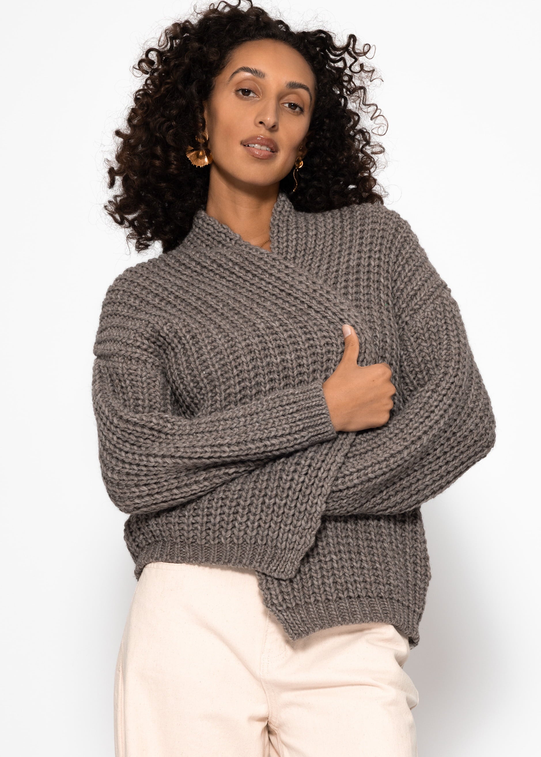 Offener Grobstrick-Cardigan - taupe – Bekleidung > Cardigans | FormaLuxe