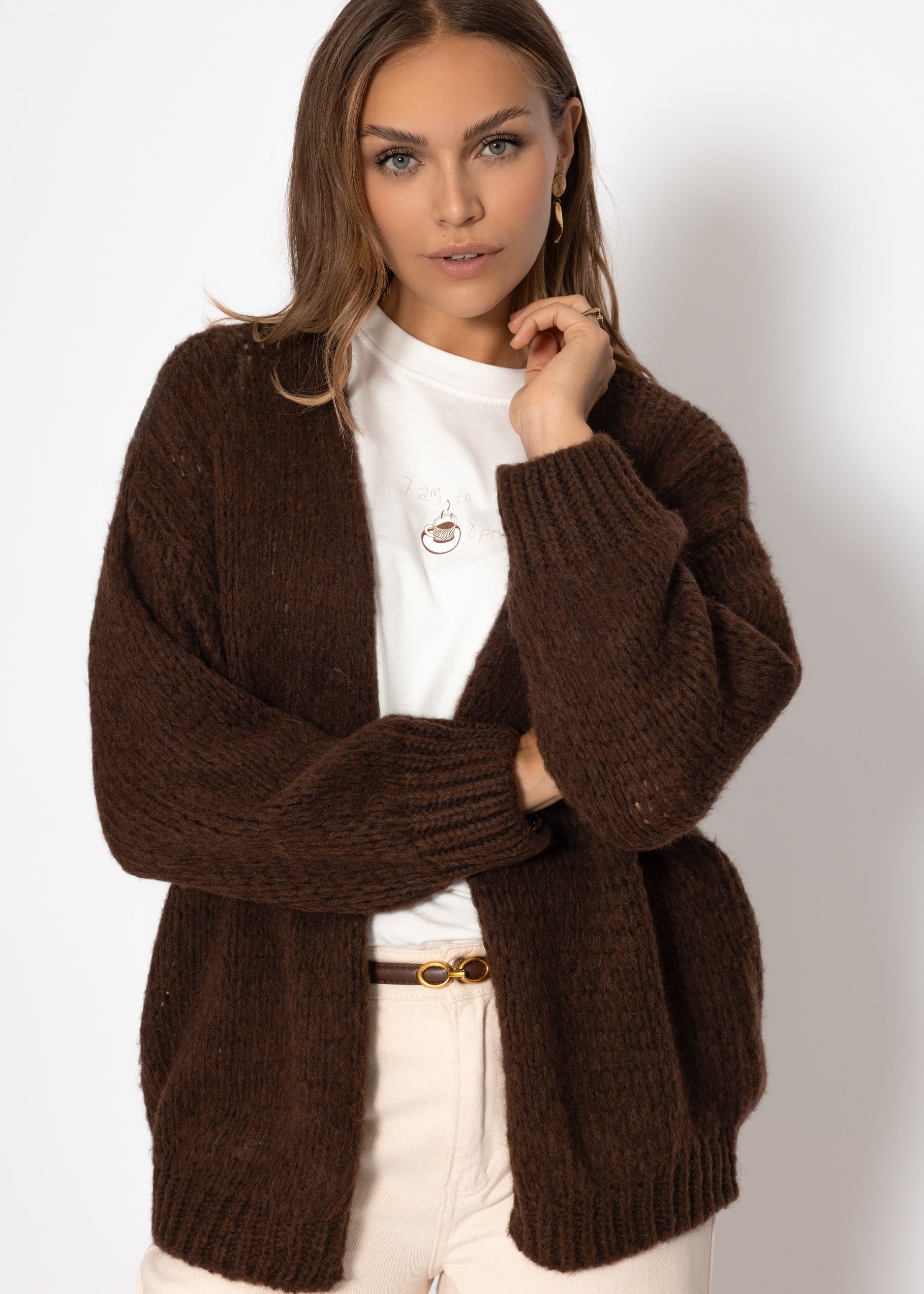 Oversize Cardigan - dunkelbraun – Bekleidung > Cardigans | FormaLuxe