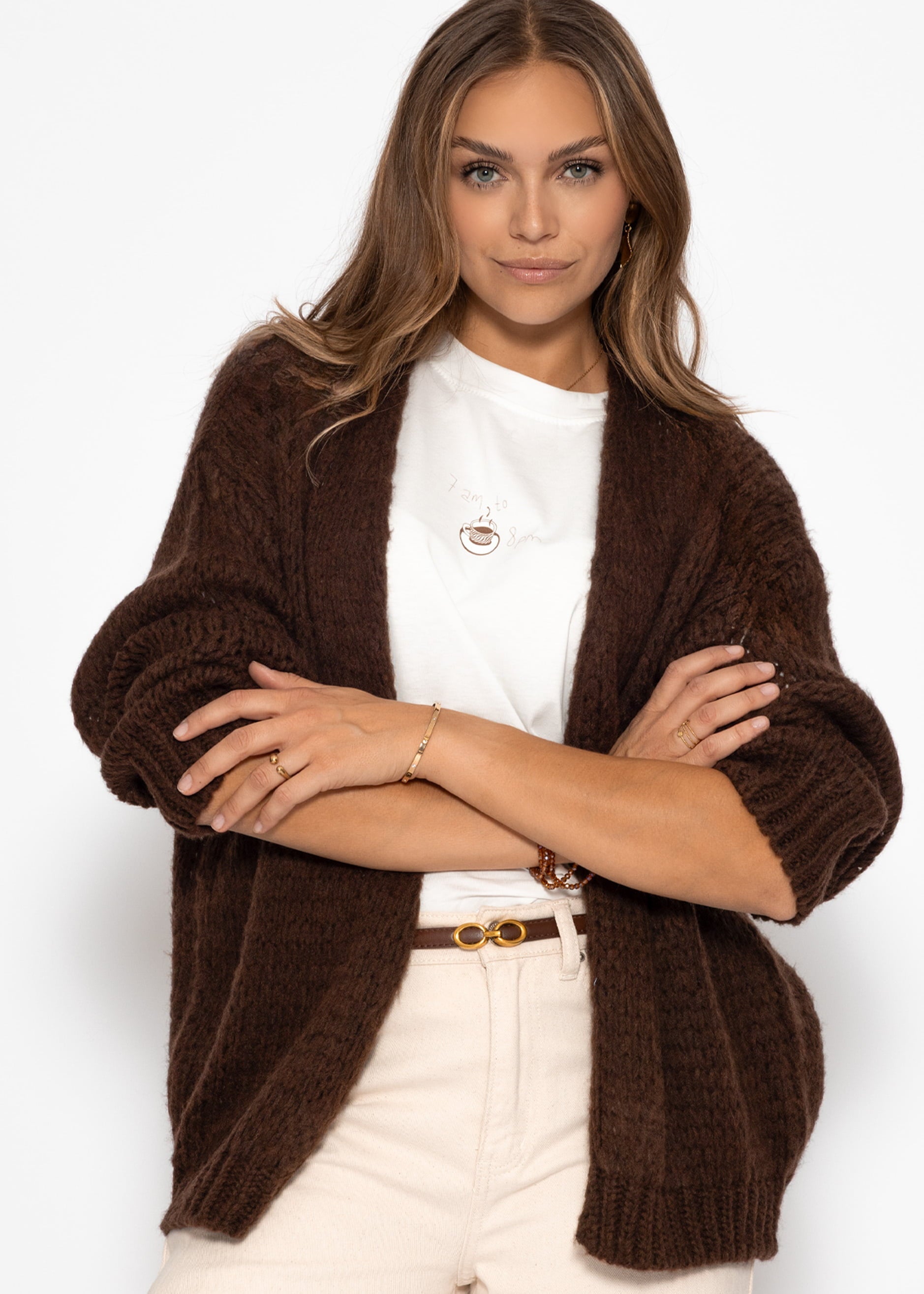 Oversize Cardigan - dunkelbraun – Bekleidung > Cardigans | FormaLuxe