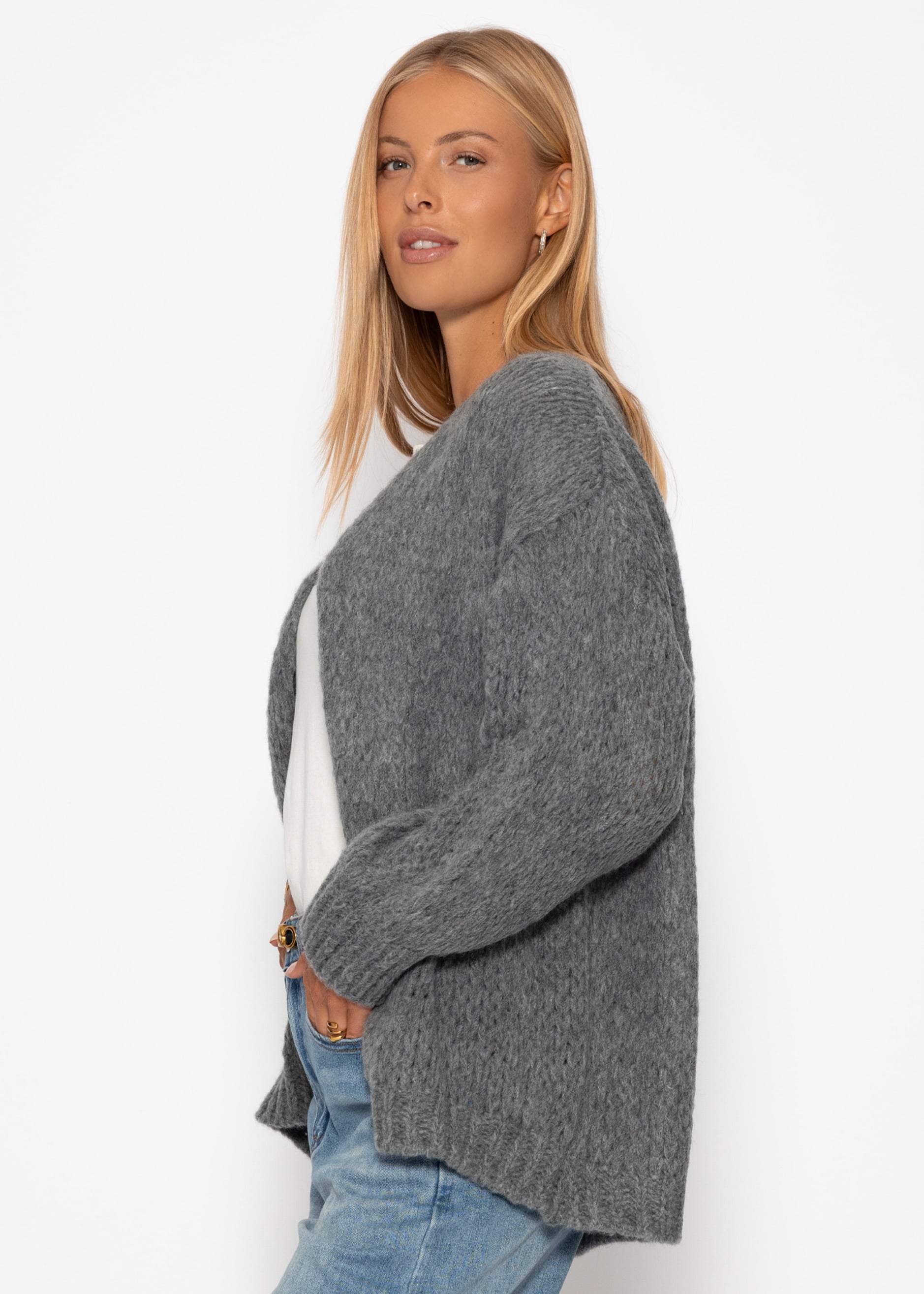 Oversize Cardigan - dunkelgrau – Bekleidung > Cardigans | FormaLuxe