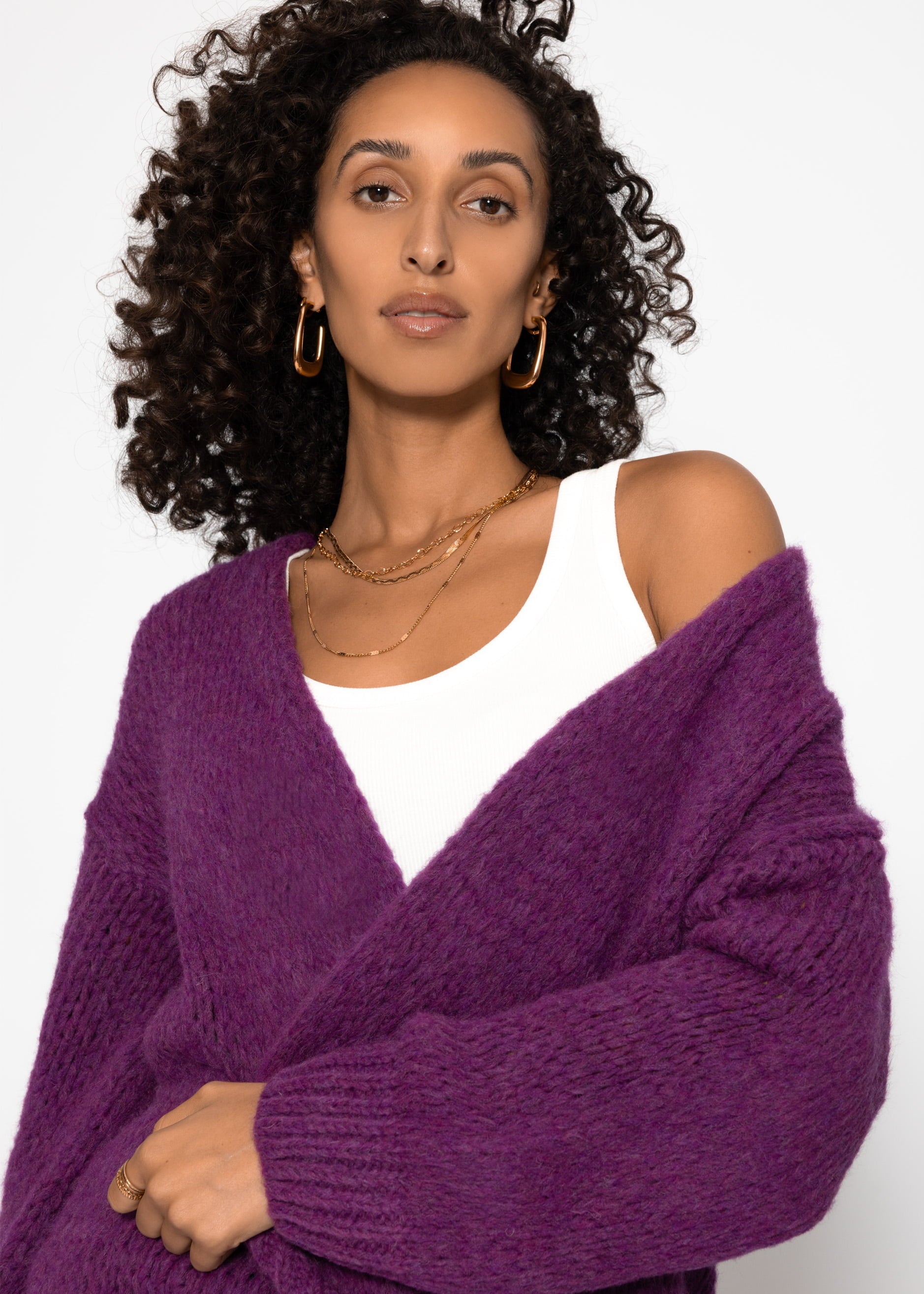 Oversize Cardigan - plum – Bekleidung > Cardigans | FormaLuxe
