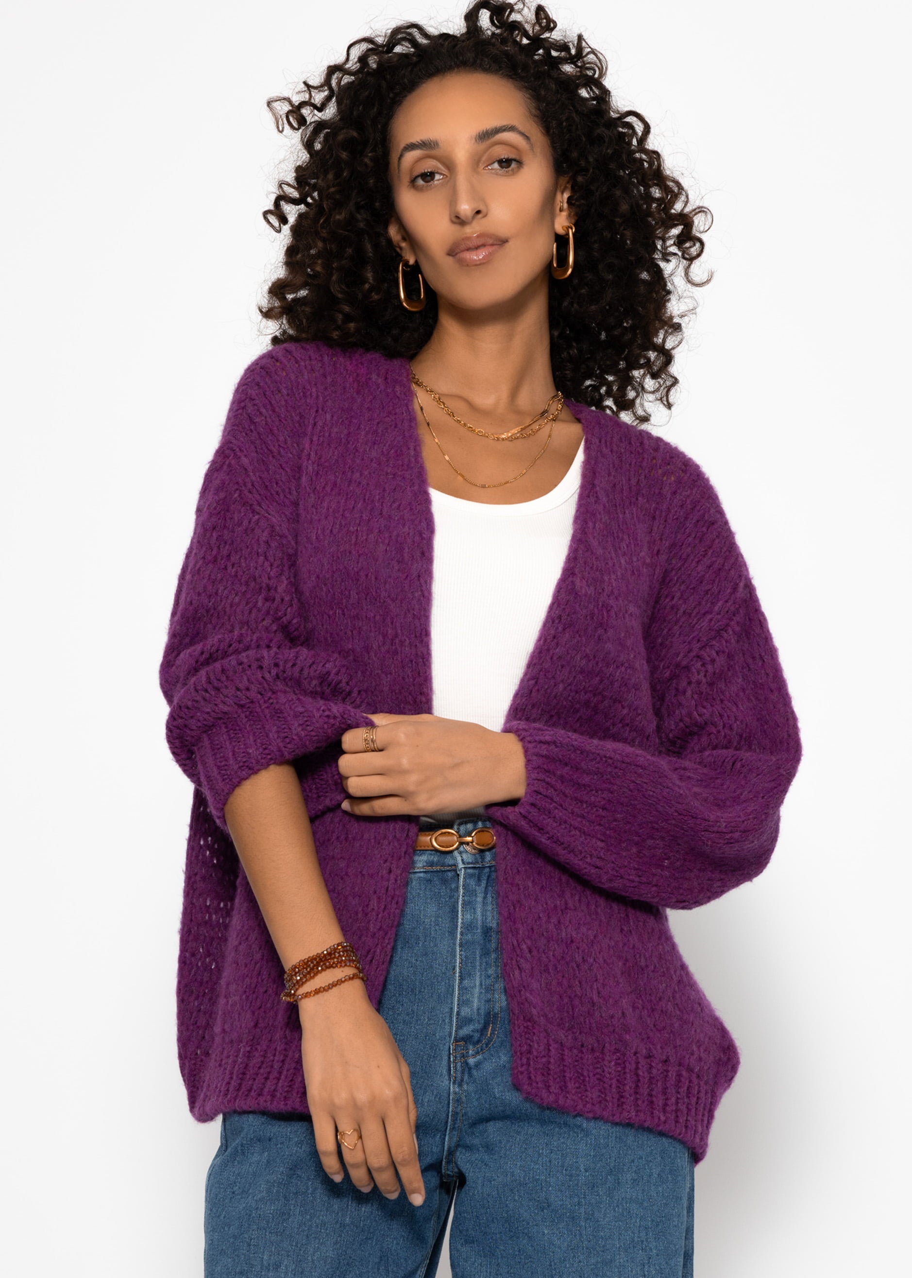 Oversize Cardigan - plum – Bekleidung > Cardigans | FormaLuxe