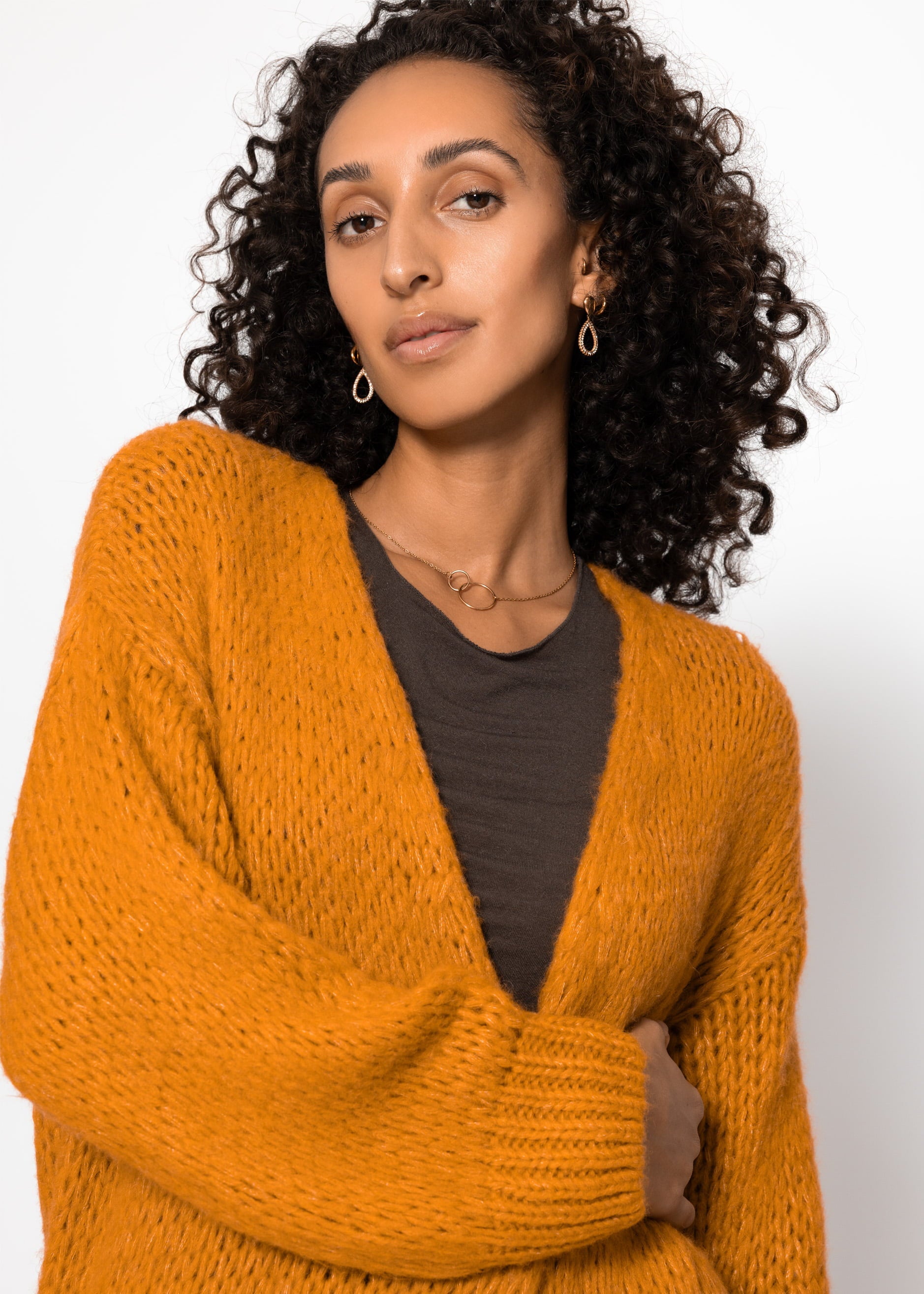 Oversize Cardigan - senfgelb – Bekleidung > Cardigans | FormaLuxe