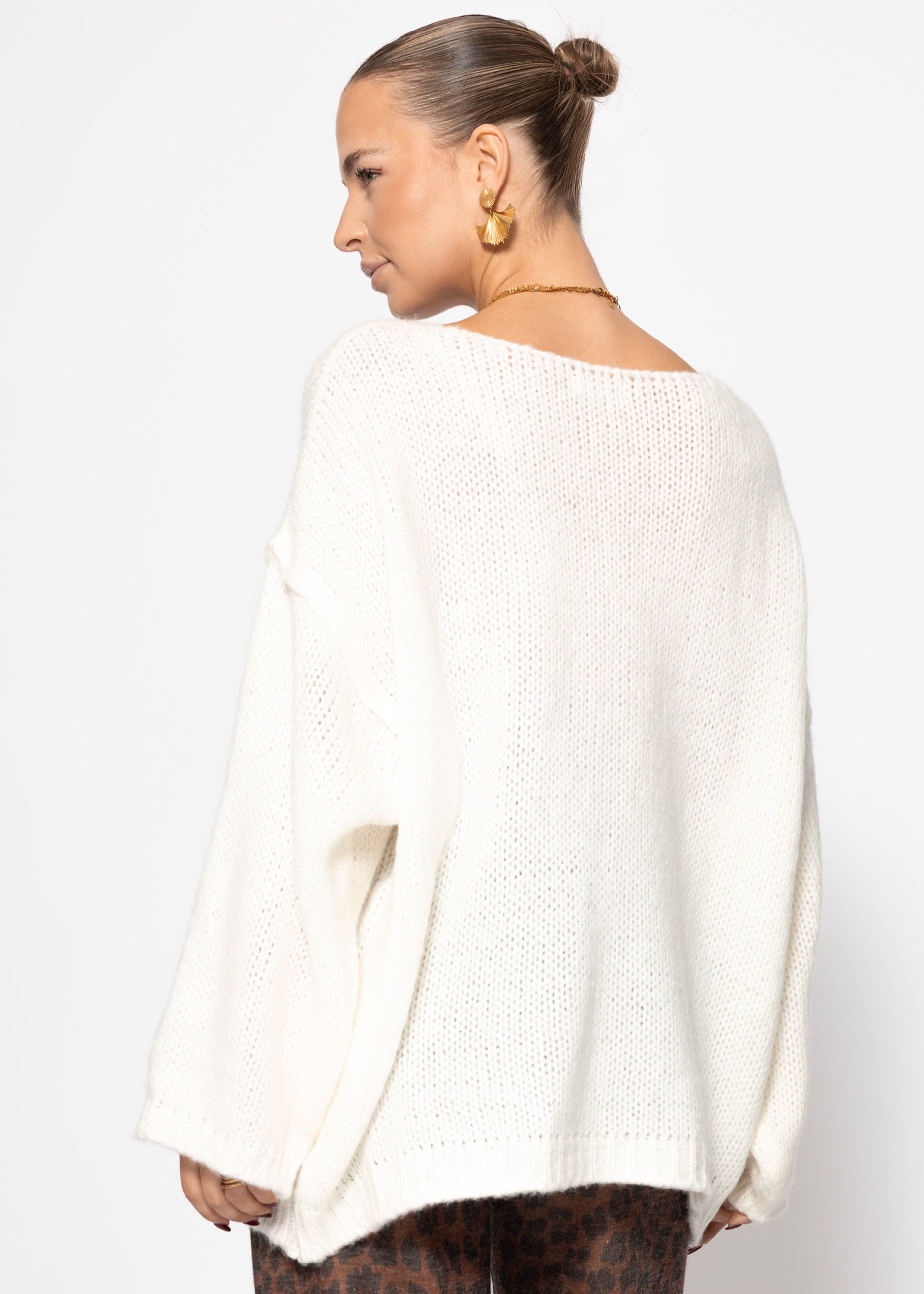 Oversize-Pullover mit Rundhalsausschnitt - weiß – Bekleidung > Pullover | FormaLuxe