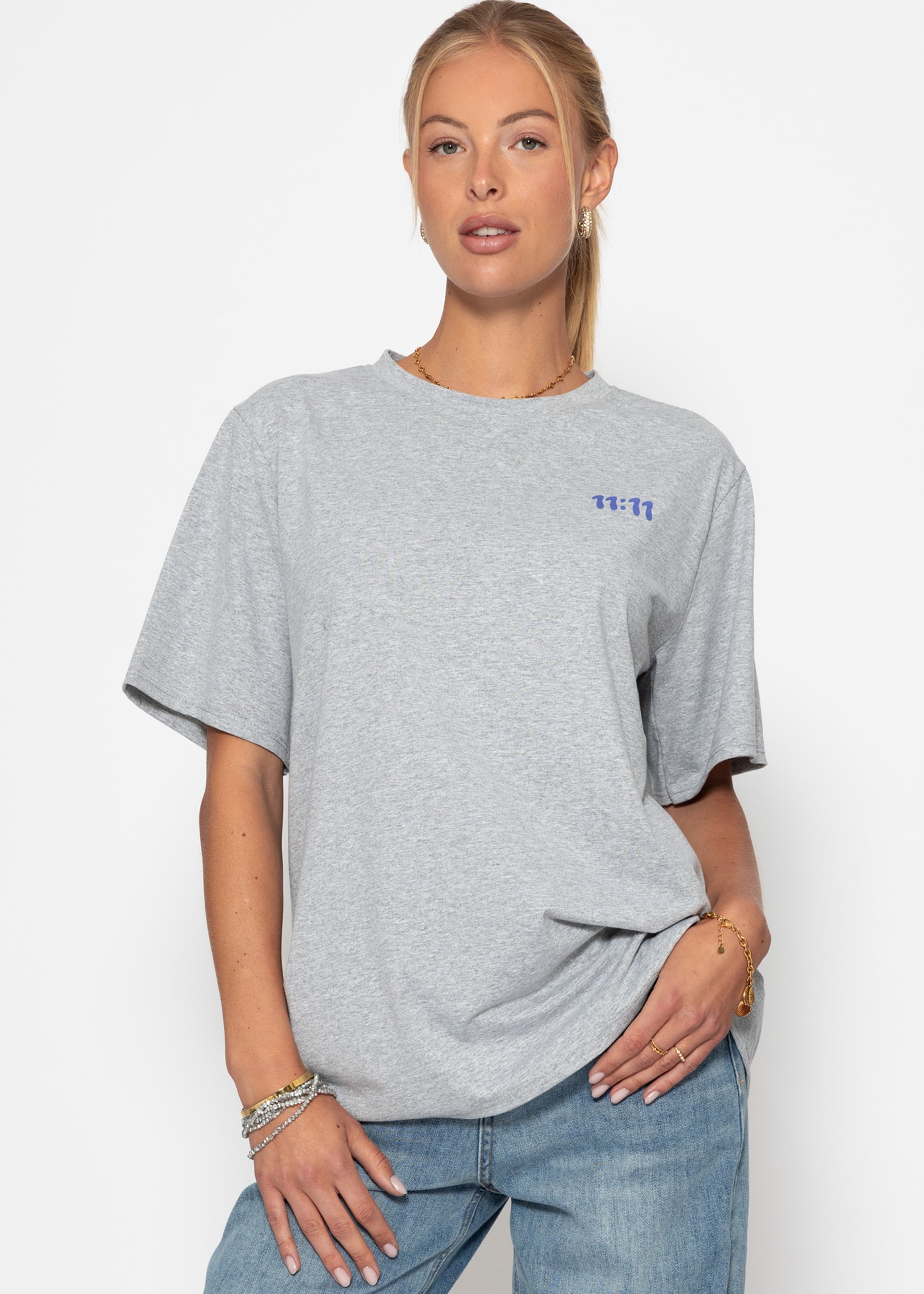 Oversize T-Shirt mit Print - grau – Bekleidung > T-Shirts | FormaLuxe