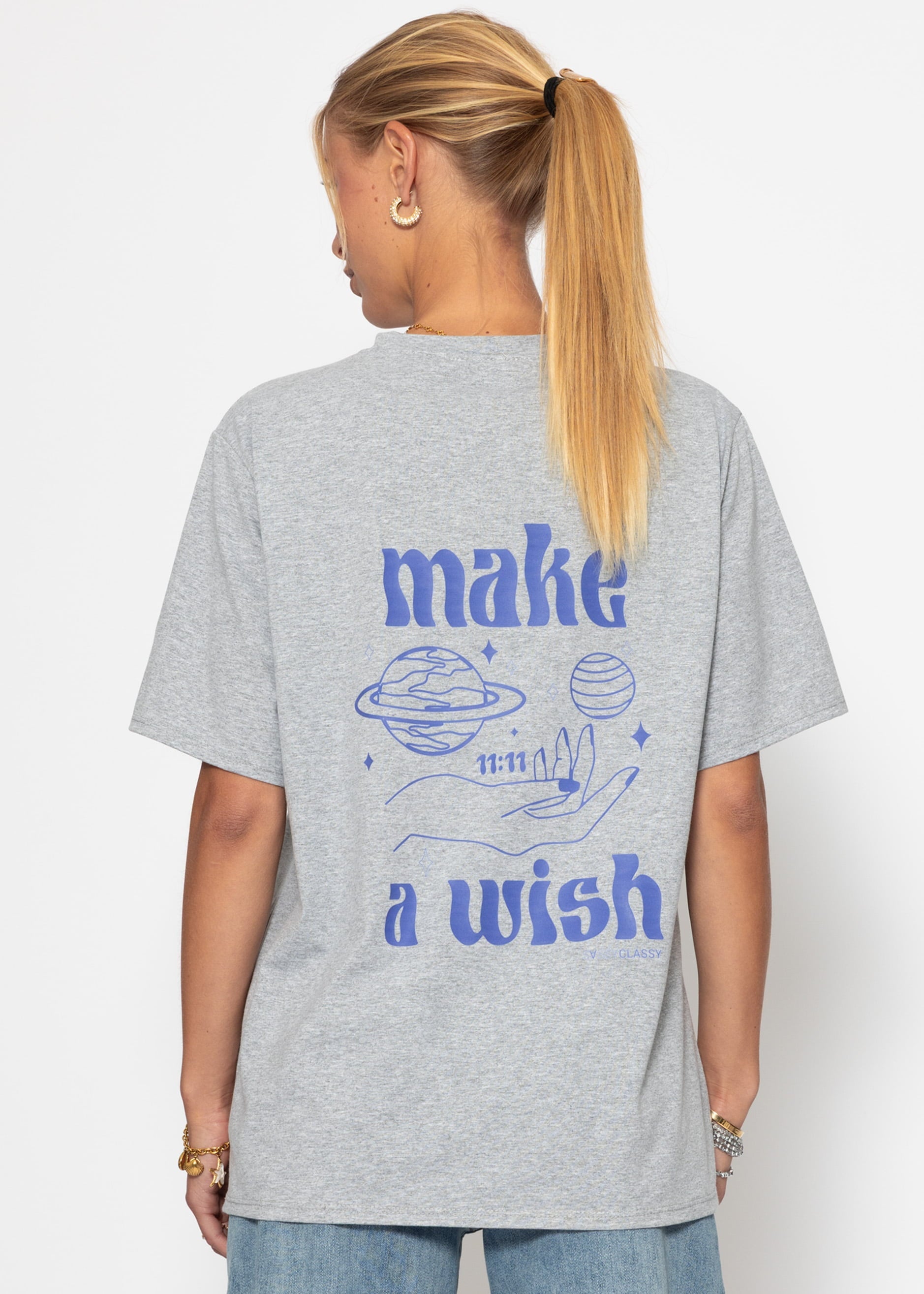 Oversize T-Shirt mit Print - grau – Bekleidung > T-Shirts | FormaLuxe