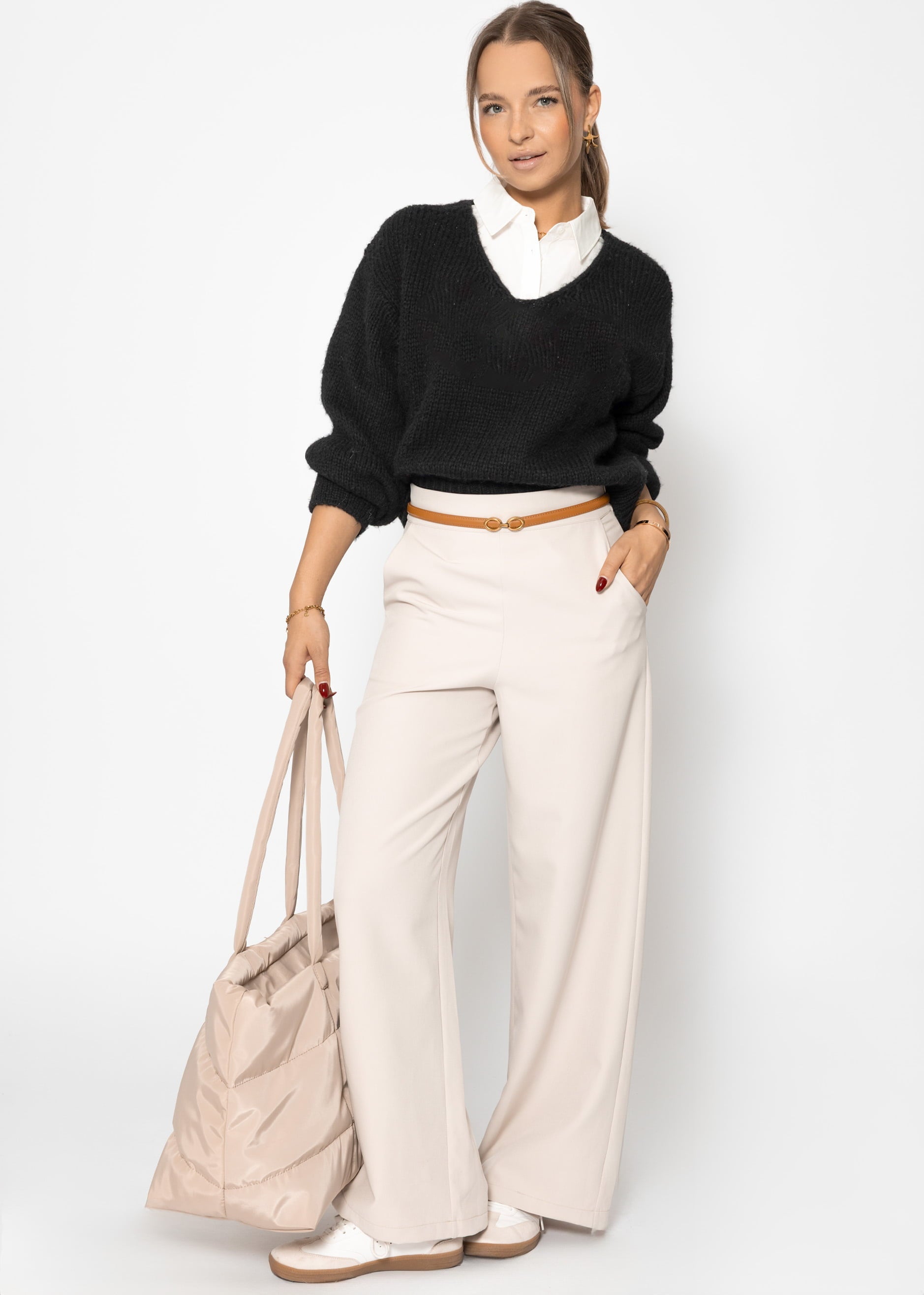 Pullover mit V-Ausschnitt - schwarz – Bekleidung > Pullover | FormaLuxe