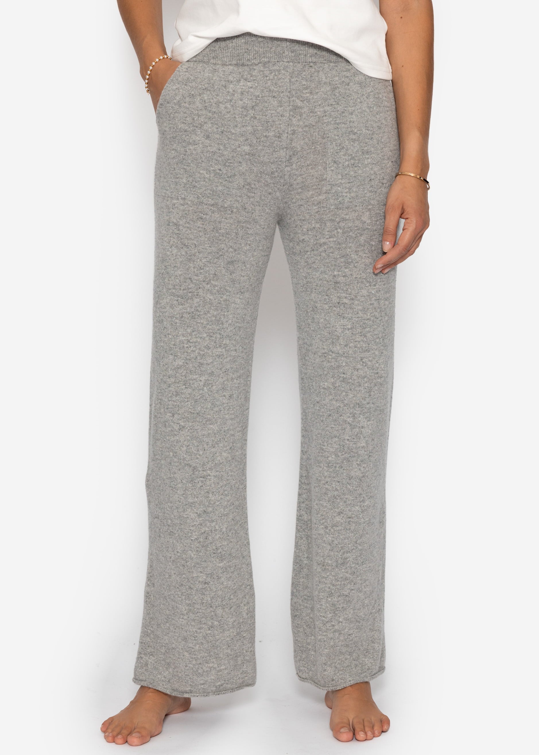 Strickhose mit Kaschmir - hellgrau – Bekleidung > Hosen | FormaLuxe