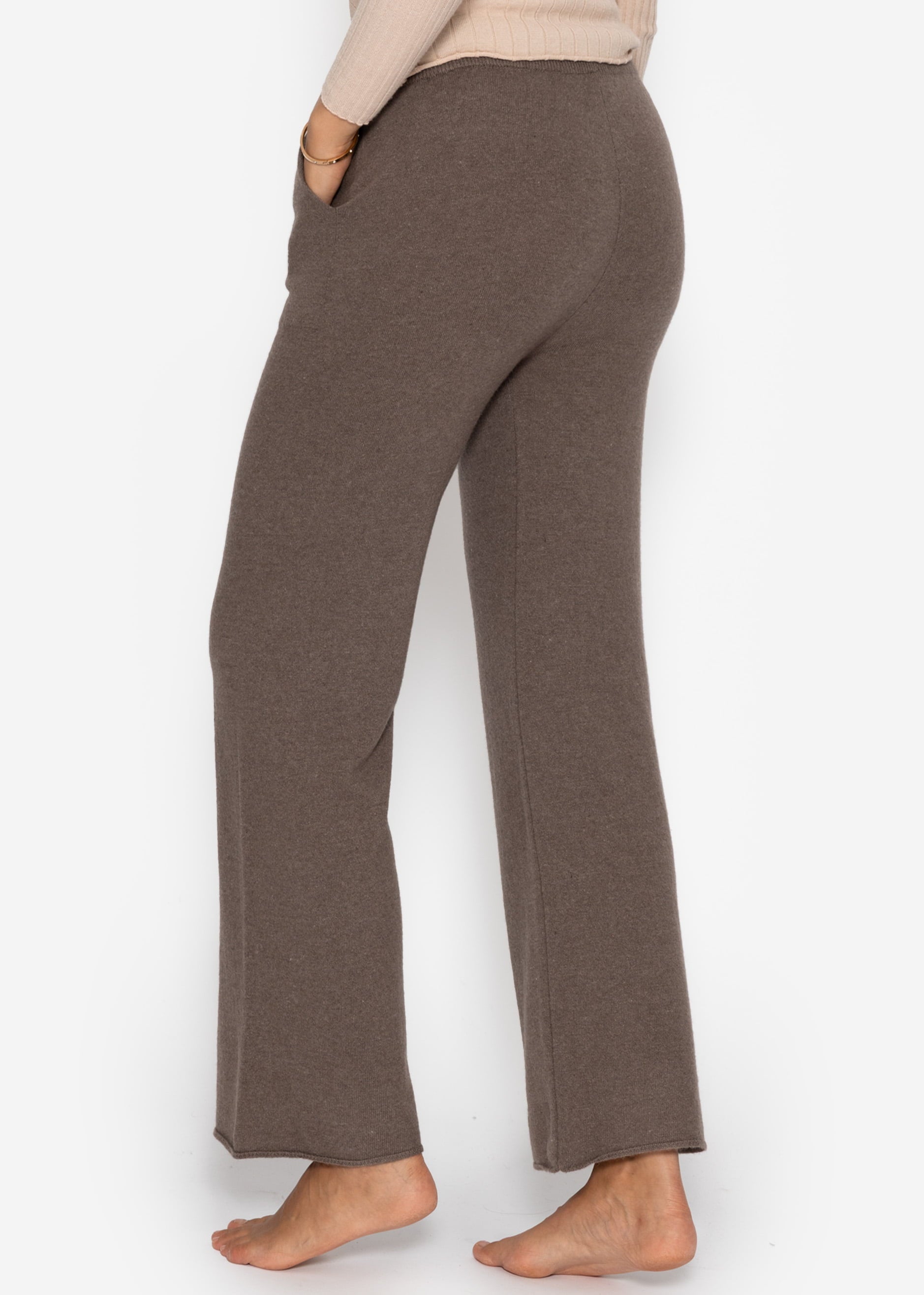 Strickhose mit Kaschmir - taupe – Bekleidung > Hosen | FormaLuxe