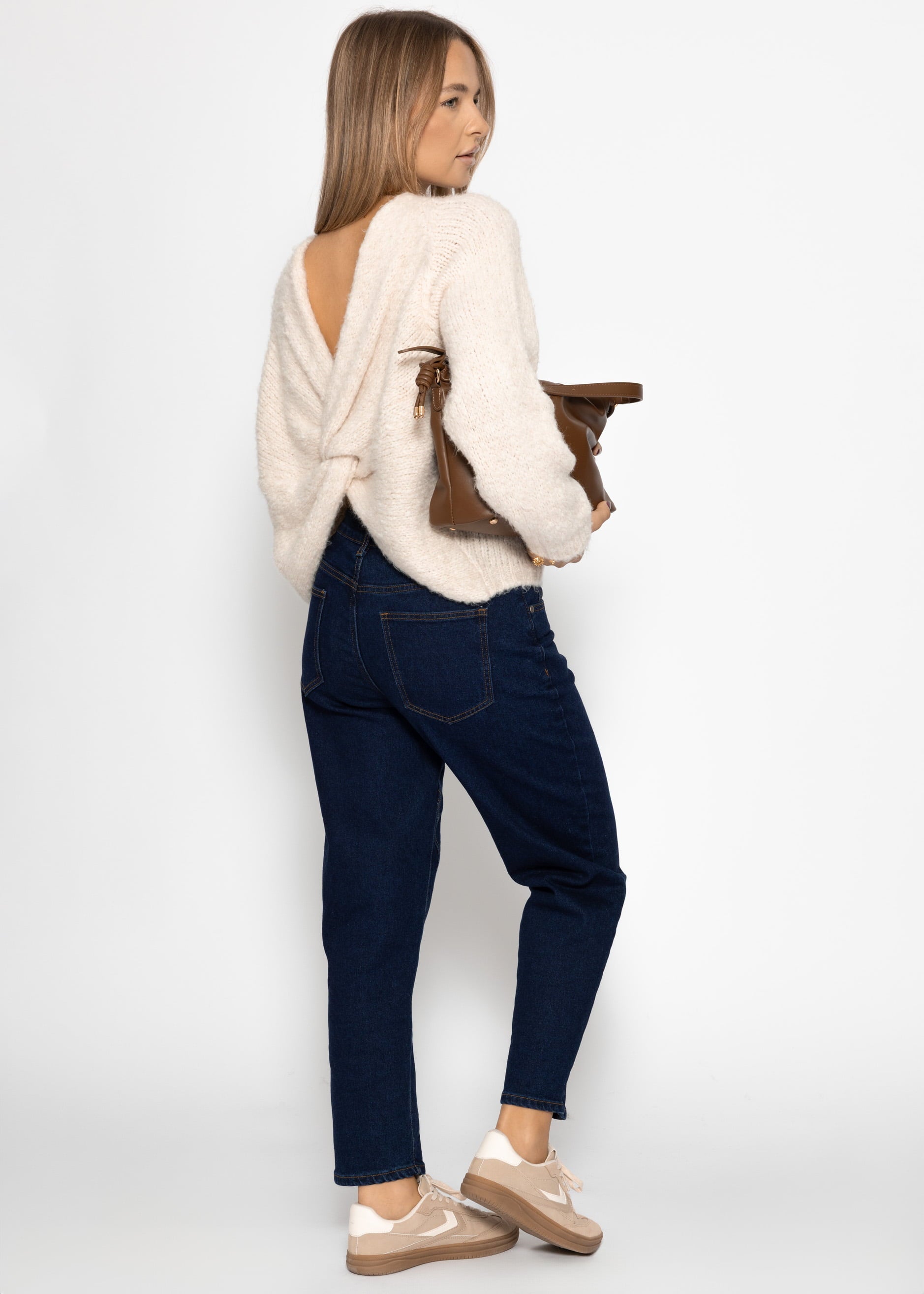 Strickpullover mit Knotendetail - offwhite – Bekleidung > Pullover | FormaLuxe